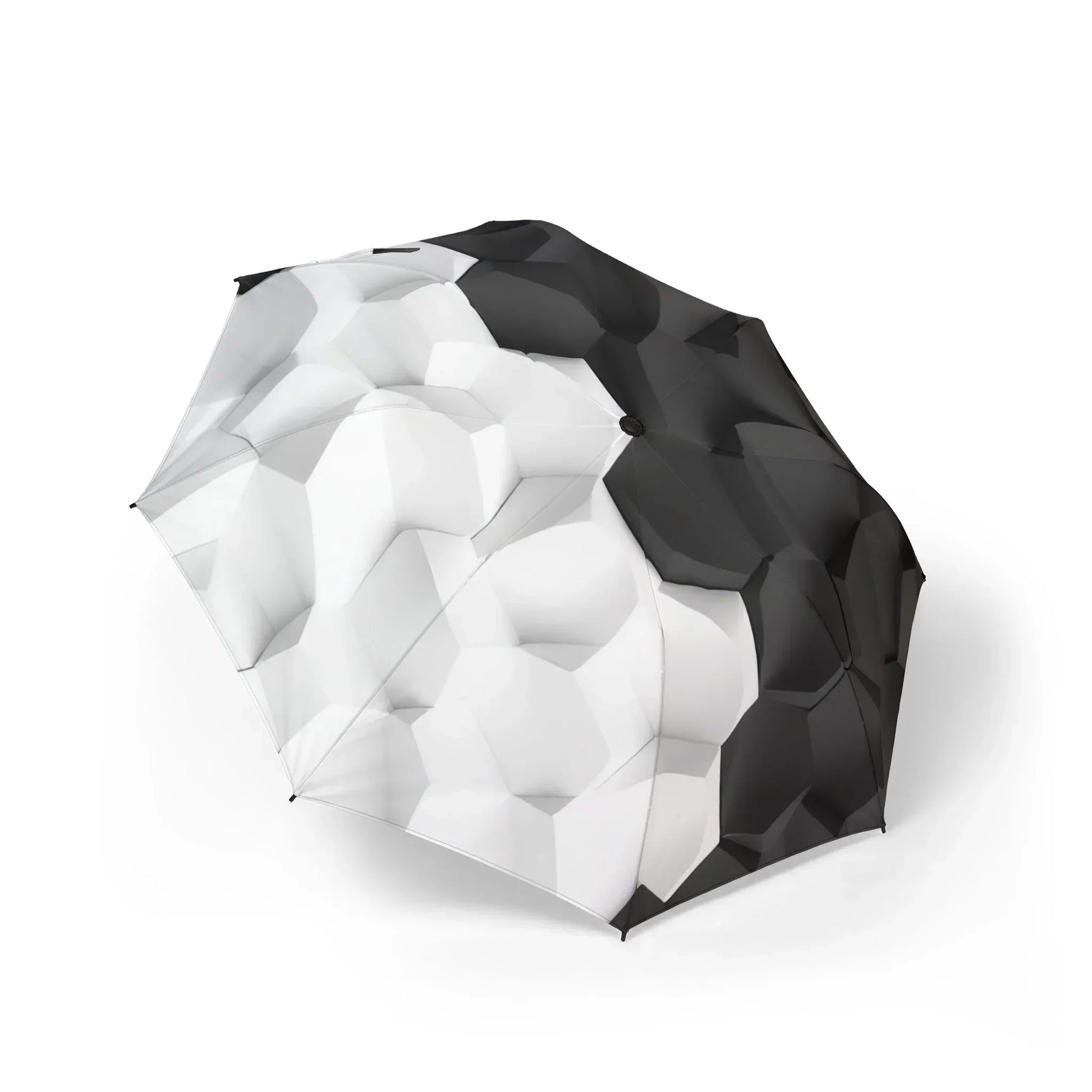Black and White Geometric Pattern Semi-Automatic Umbrella – Stylish Rain Protection - KarArmDesign