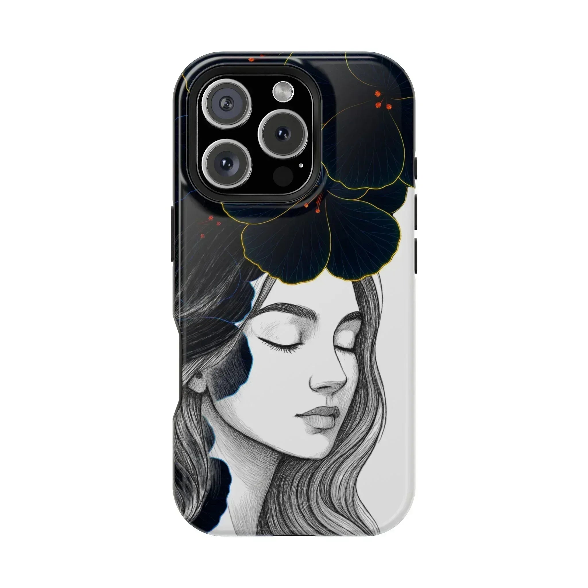 Dark Floral Elegance Phone Case for iPhone 13-16 - KARARMDESIGN