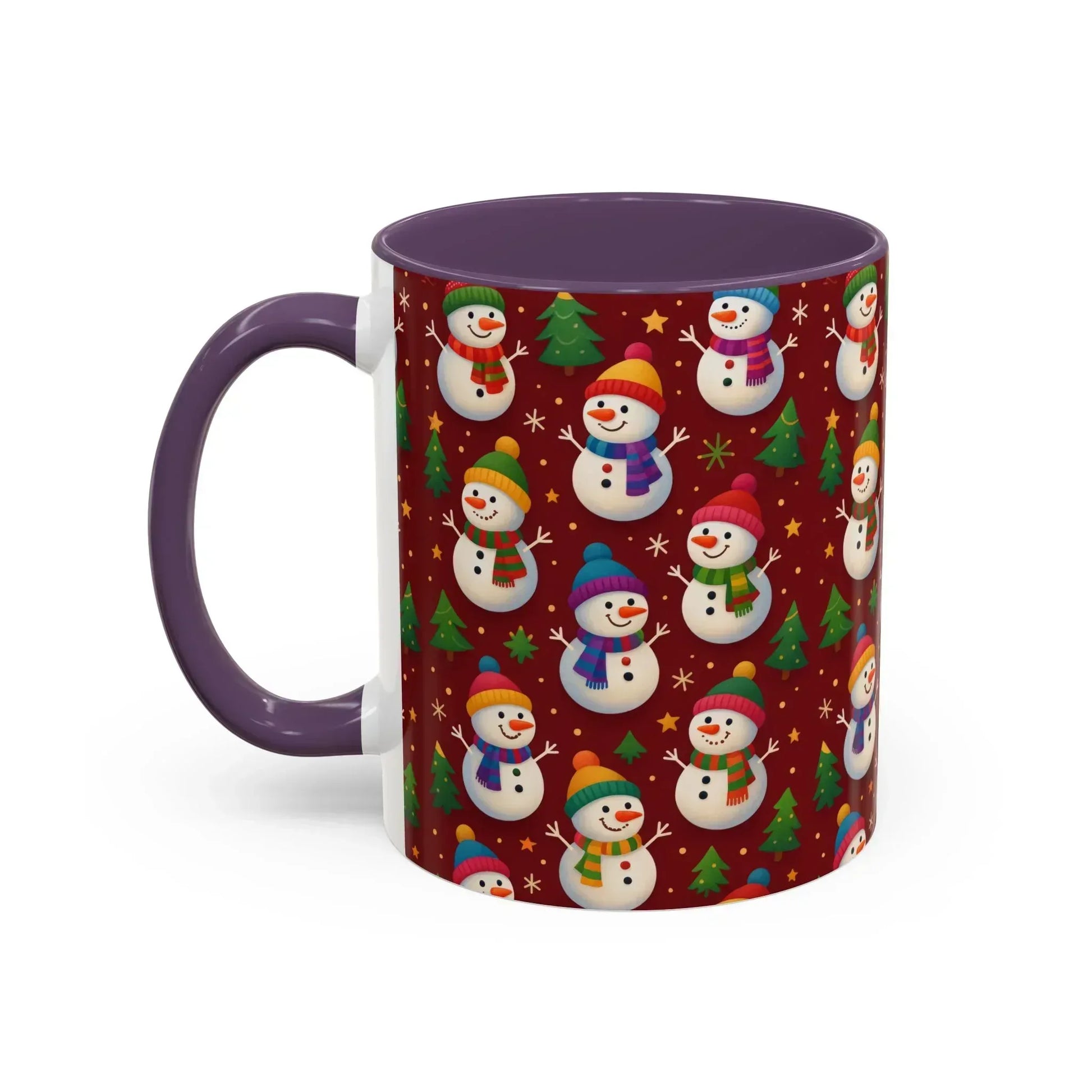 Festive Snowman Parade Accent Coffee Mug (11oz) - KARARMDESIGN