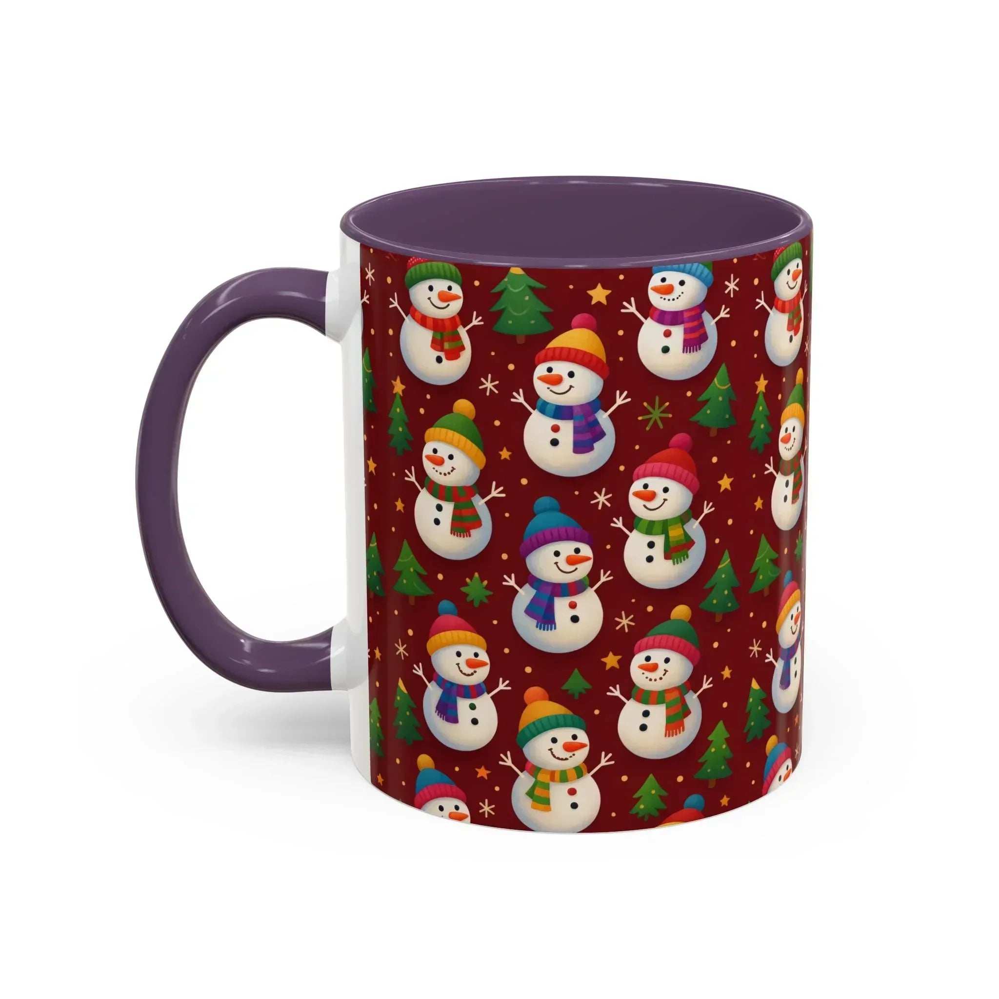 Festive Snowman Parade Accent Coffee Mug (11oz) - KARARMDESIGN