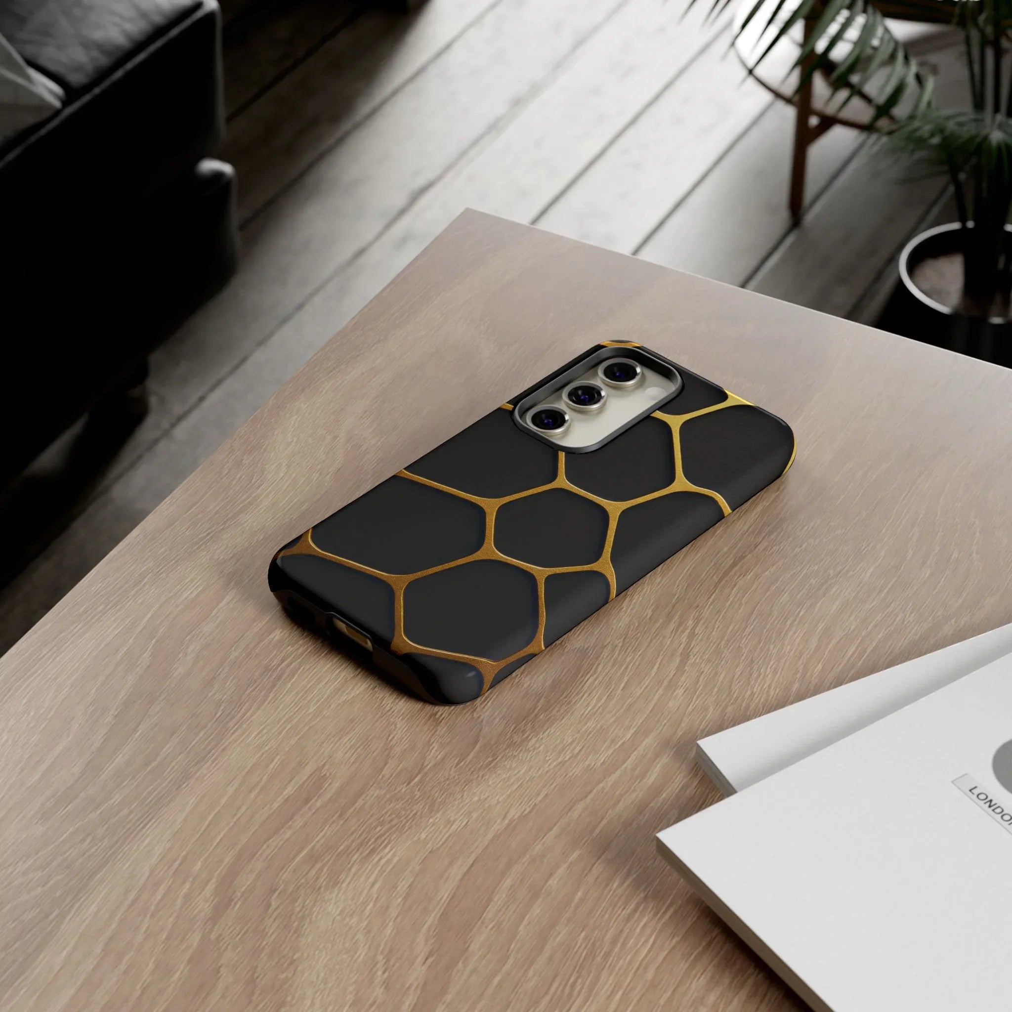 Golden Cellscape Phone Case for iPhone 8-17 and Galaxy S20-S25 - KARARMDESIGN