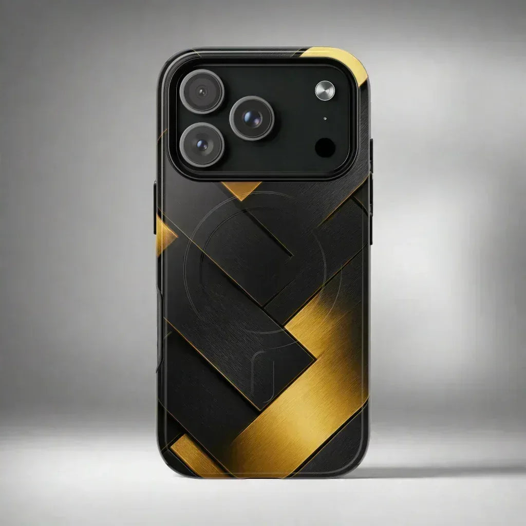 Golden Grid Phone Case for iPhone 17 Air, Pro, Pro Max - KARARMDESIGN