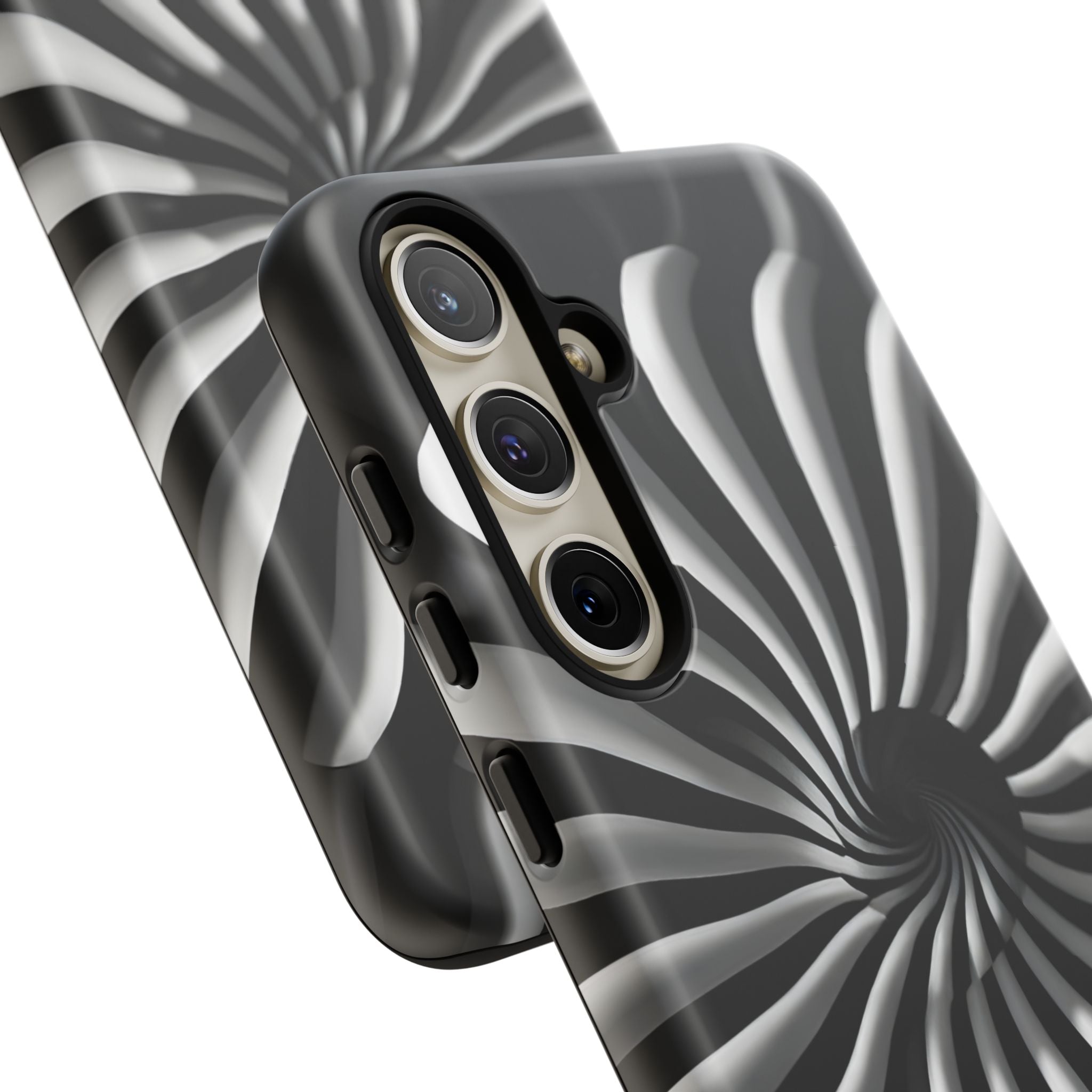 Hypnotic Black and White Spiral Phone Case – Optical Illusion Design for iPhone & Galaxy