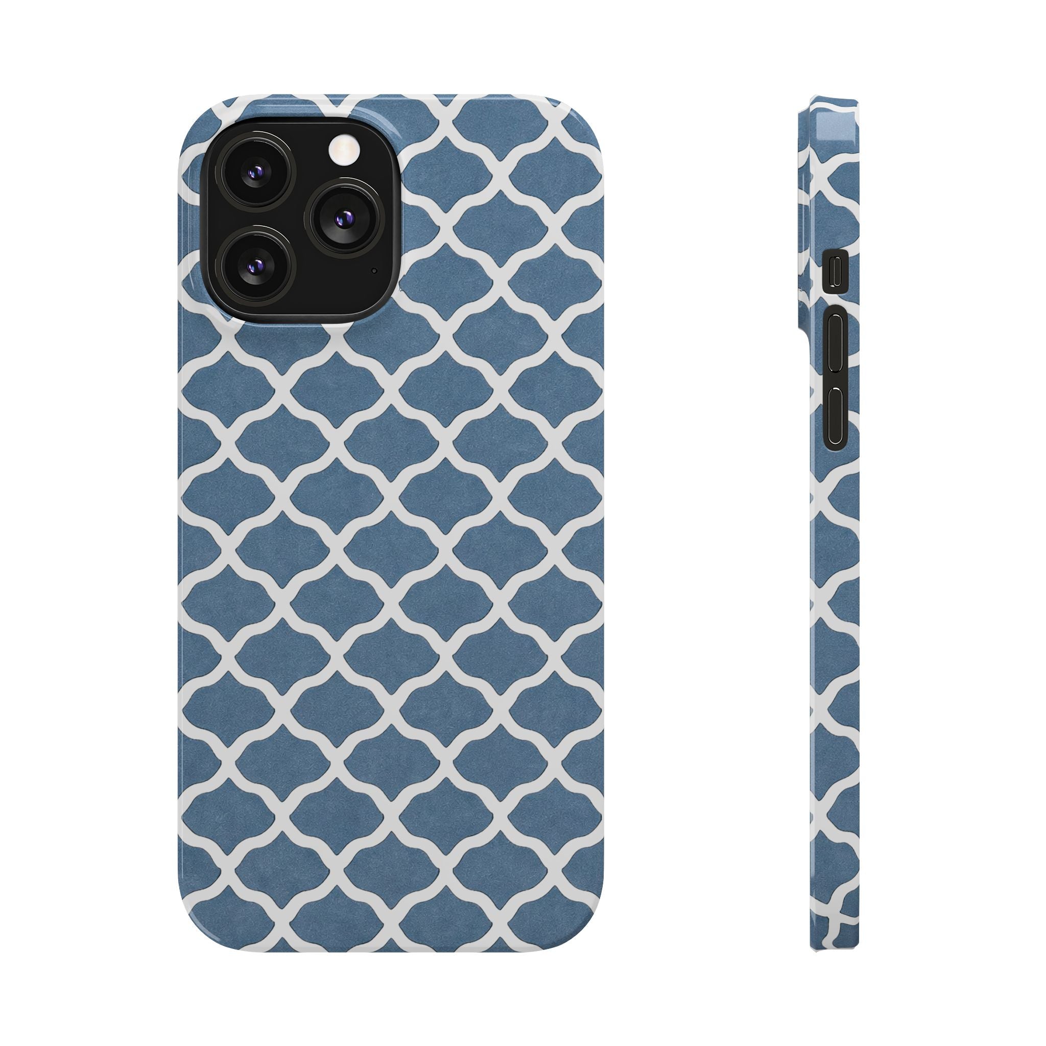 Azure Lattice Pattern Phone Case Slim Phone Cases for iPhone 11-17