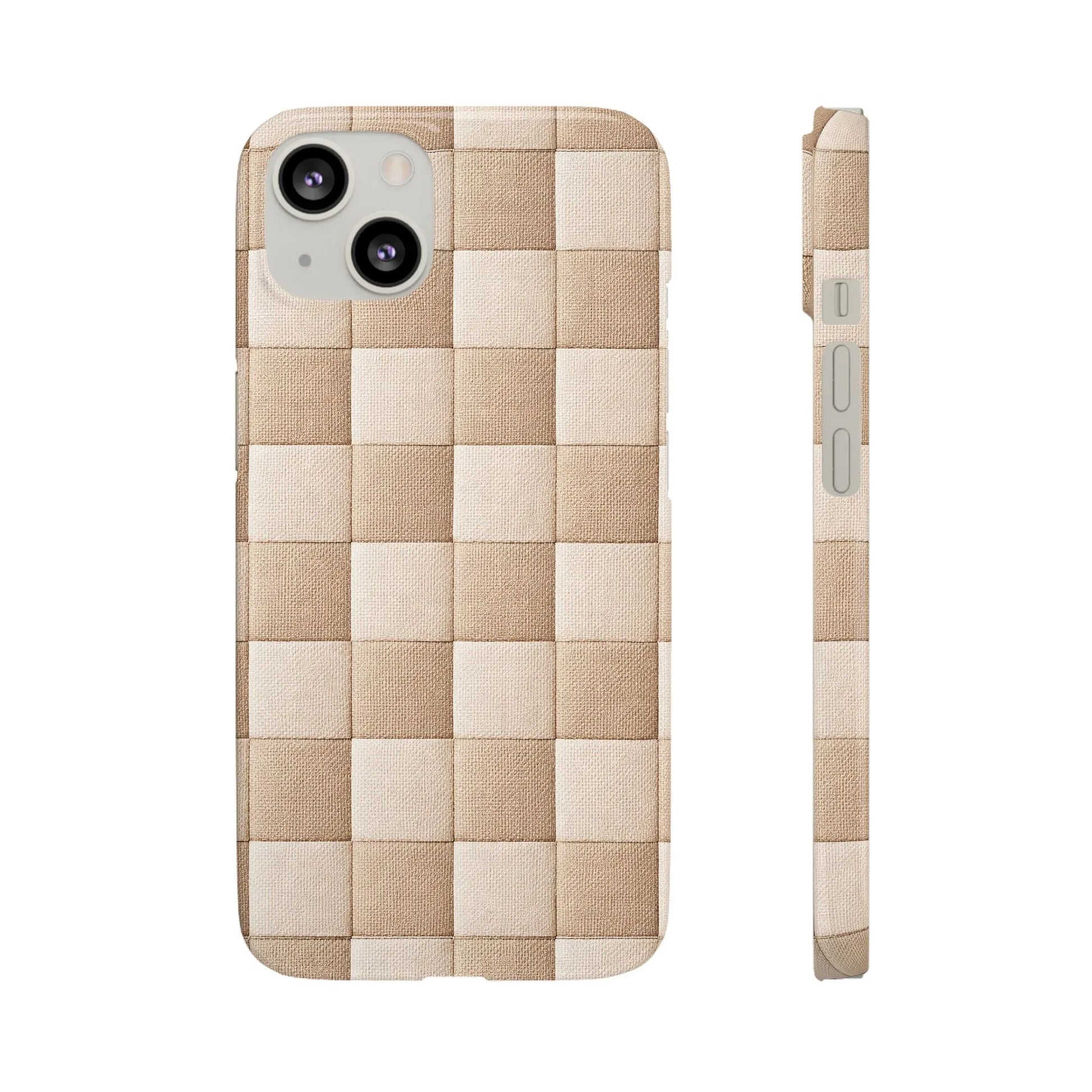Beige Woven Phone Case for iPhone 11-17 and Galaxy S20-S25 - KARARMDESIGN