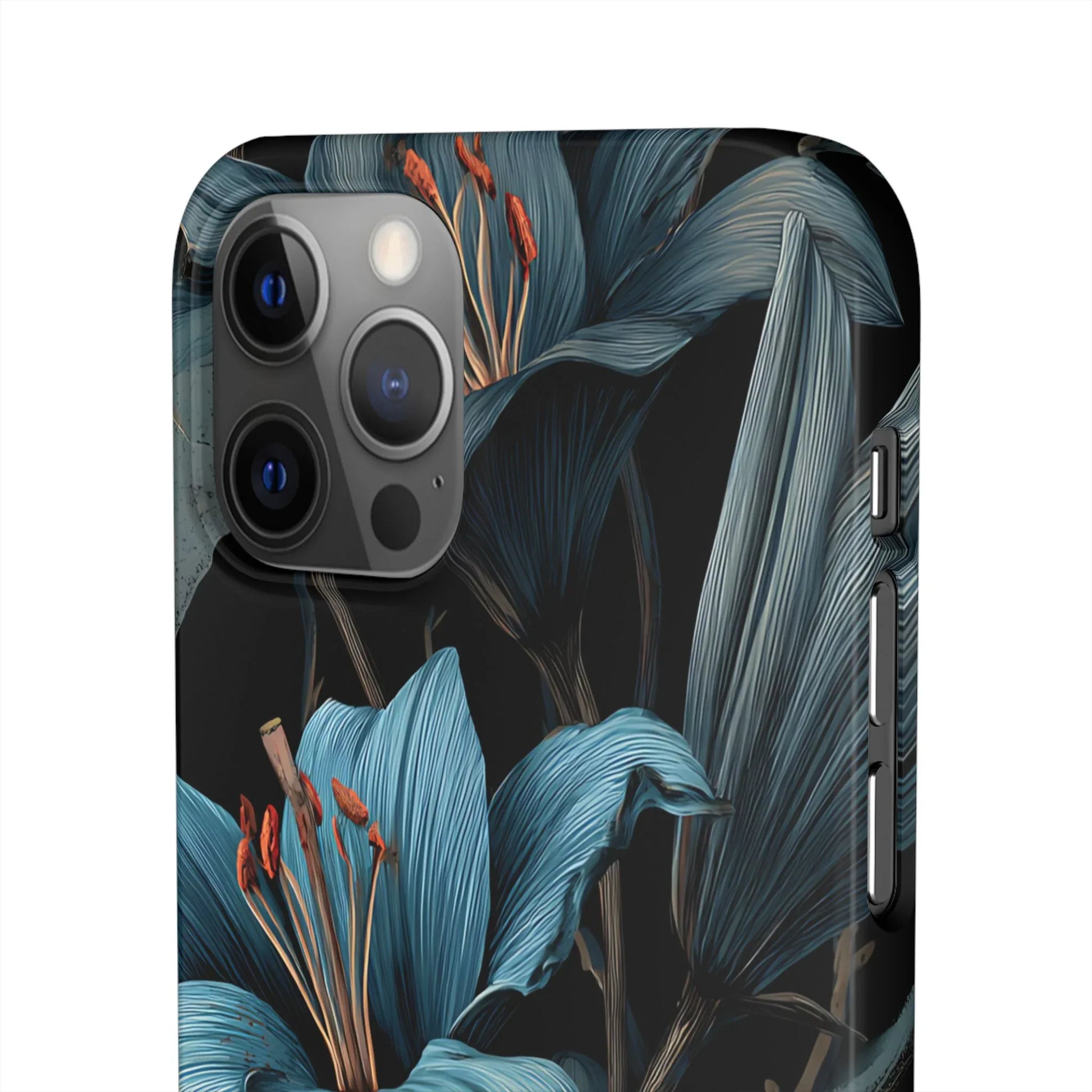 Blue Lily Floral Phone Case for iPhone 11-17 and Galaxy S20-S25 - KARARMDESIGN