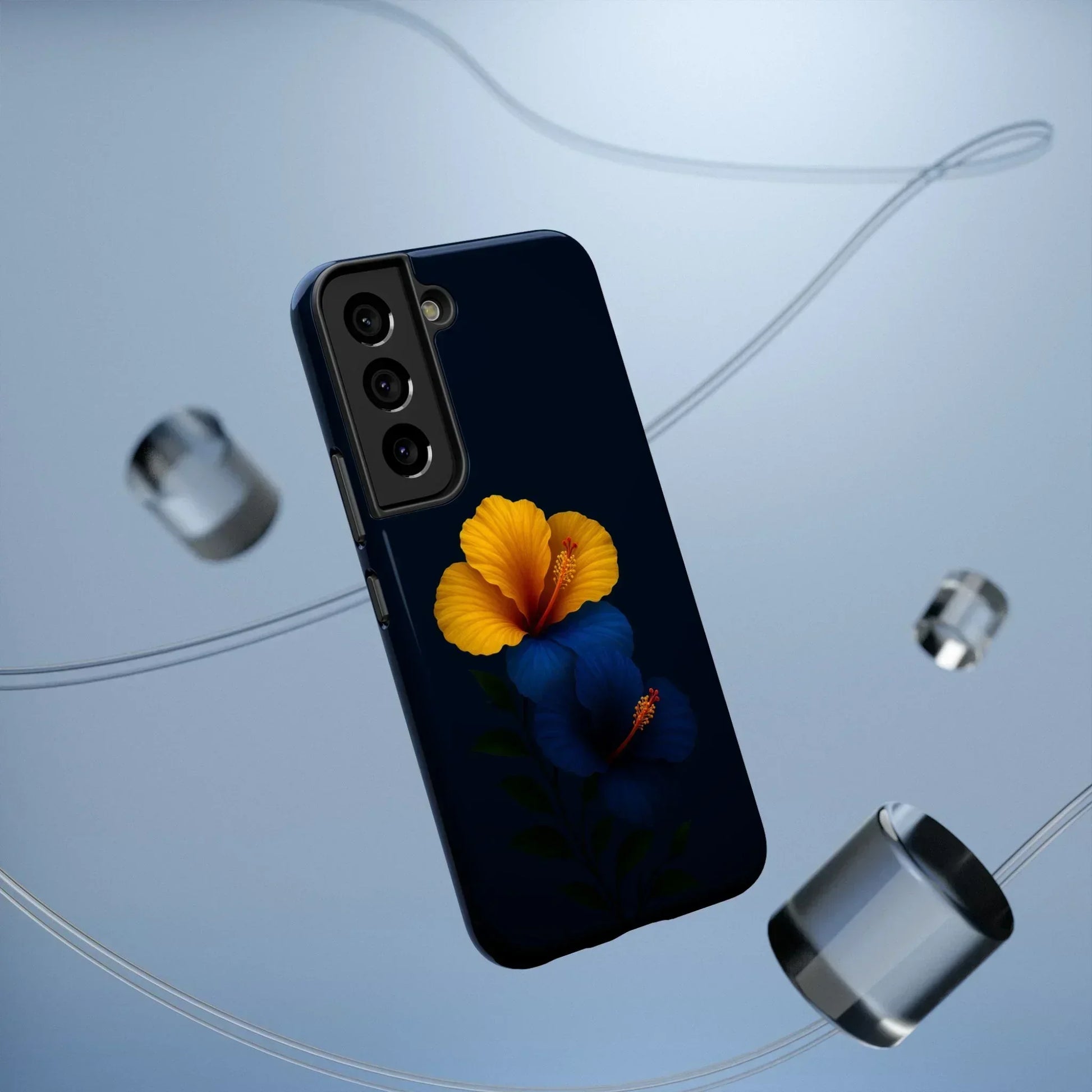 Elegant hibiscus phone case Impact-Resistant Cases for iPhone 12-16 and Samsung Galaxy S21-S22 Models - KarArmDesign