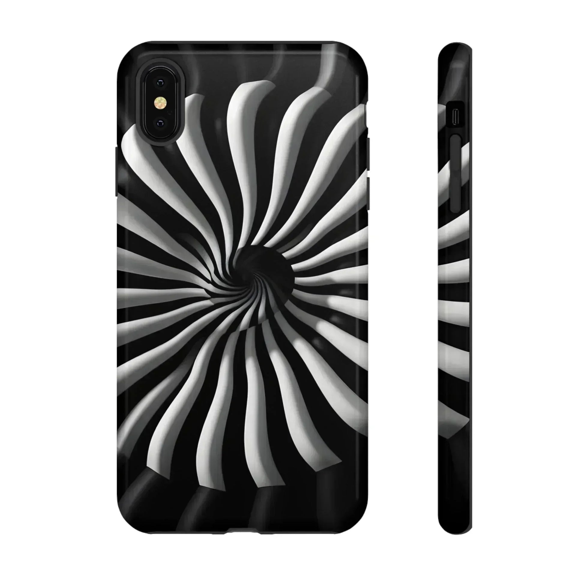 Hypnotic Black and White Spiral Phone Case for iPhone & Galaxy - KARARMDESIGN