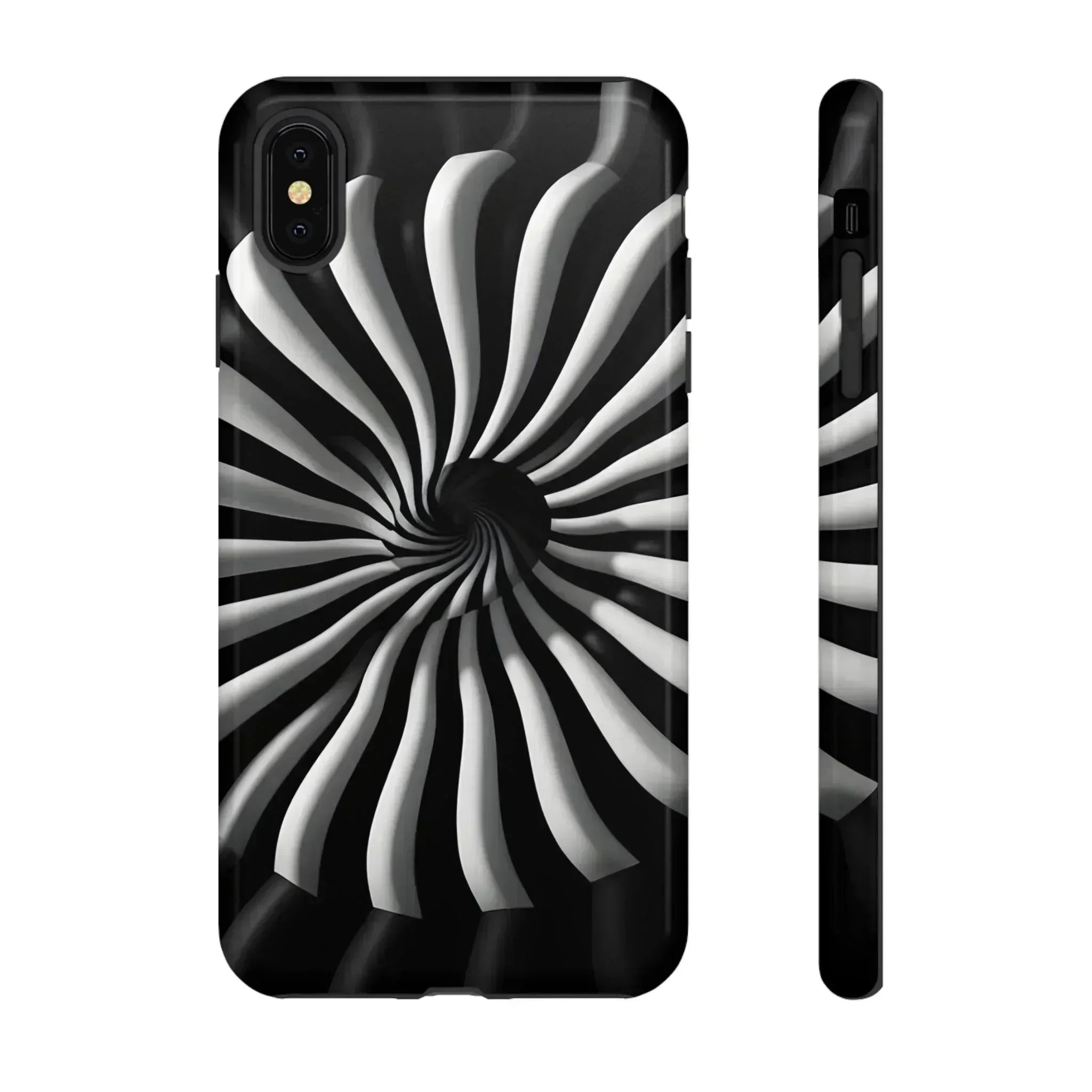 Hypnotic Black and White Spiral Phone Case for iPhone & Galaxy - KARARMDESIGN