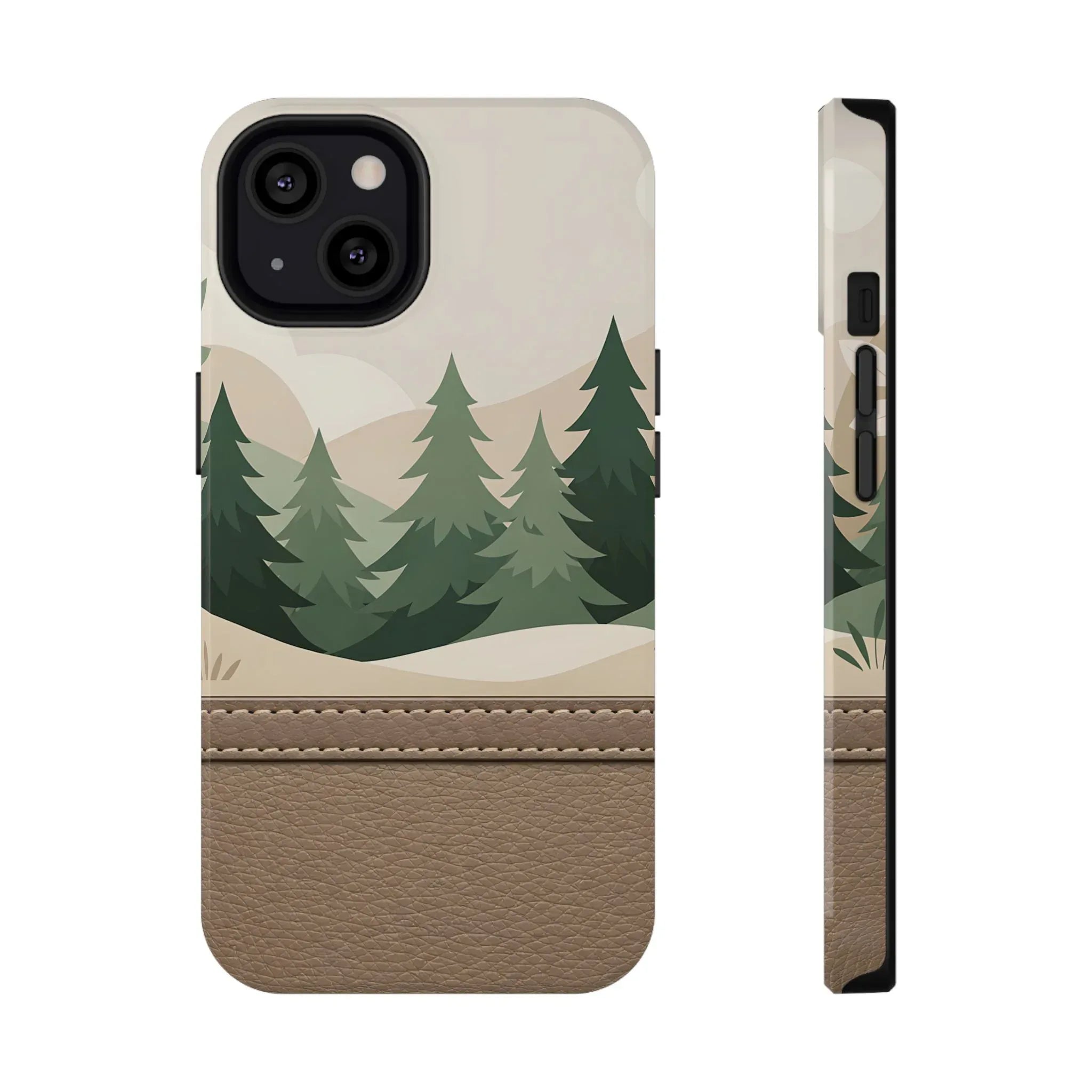 Forest Leather Phone Case for iPhone 11-17 and Galaxy S21-S25 - KARARMDESIGN