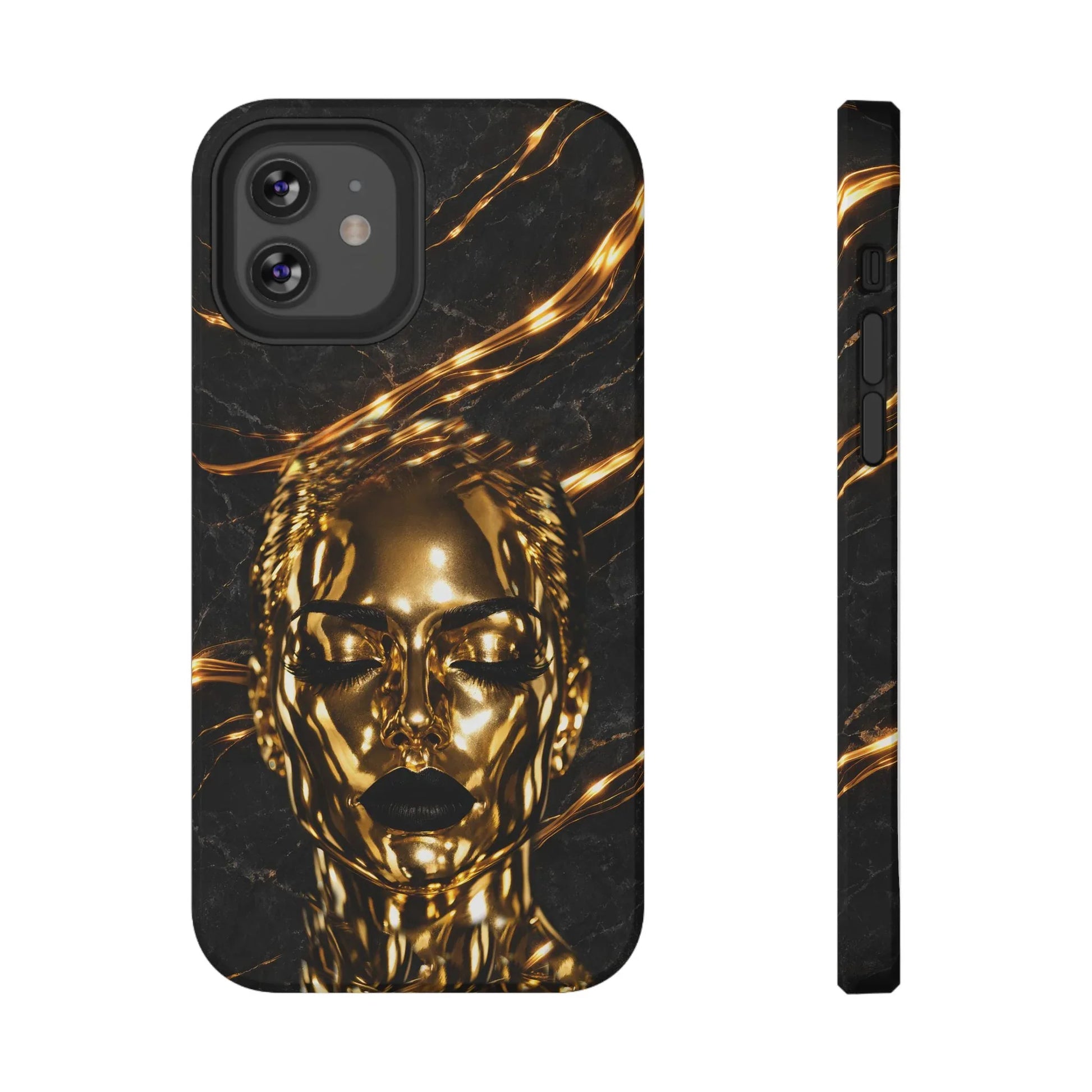 Luxury Gold Portrait Phone Case for iPhone 11-17 and Galaxy S21-S25 - KARARMDESIGN