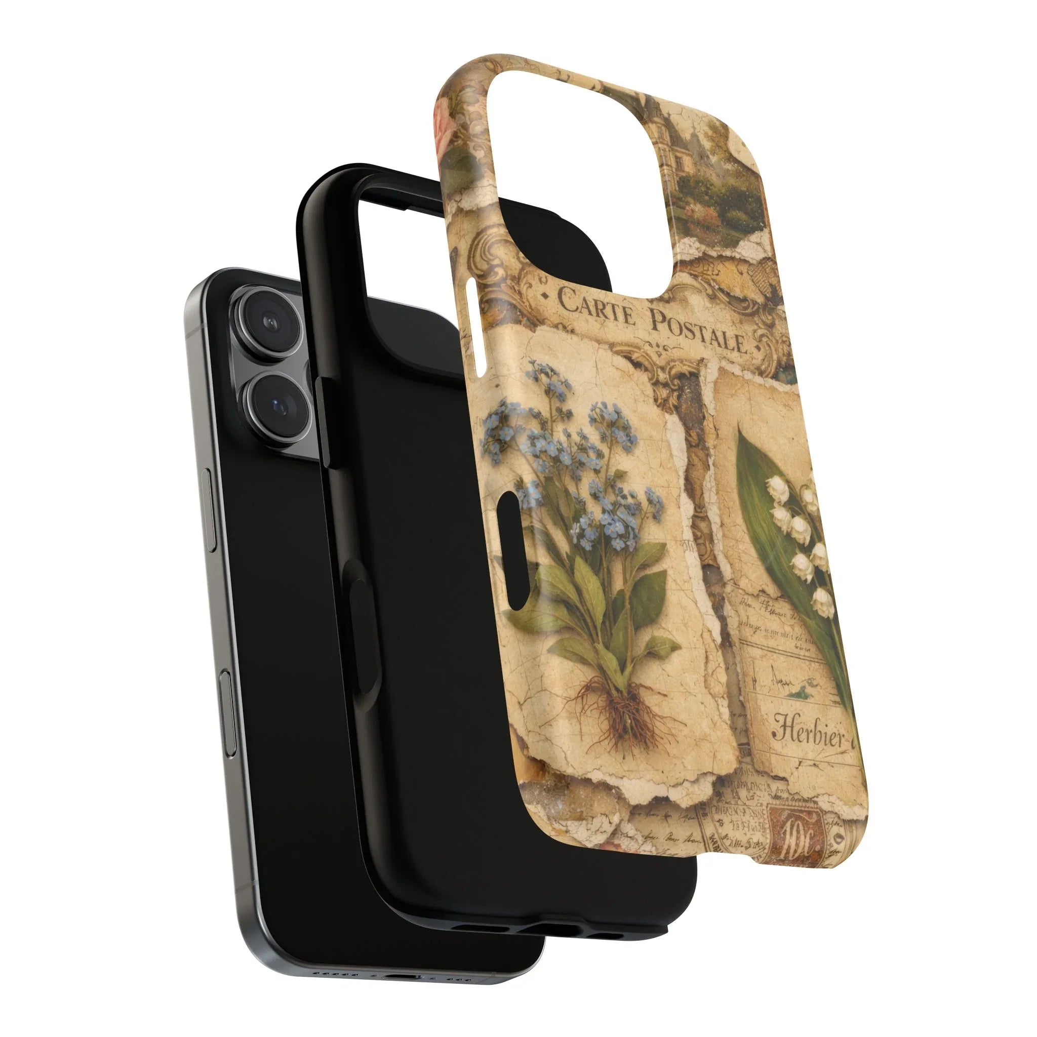 Vintage Botanical Postcard Phone Case for iPhone 13-17 - KARARMDESIGN