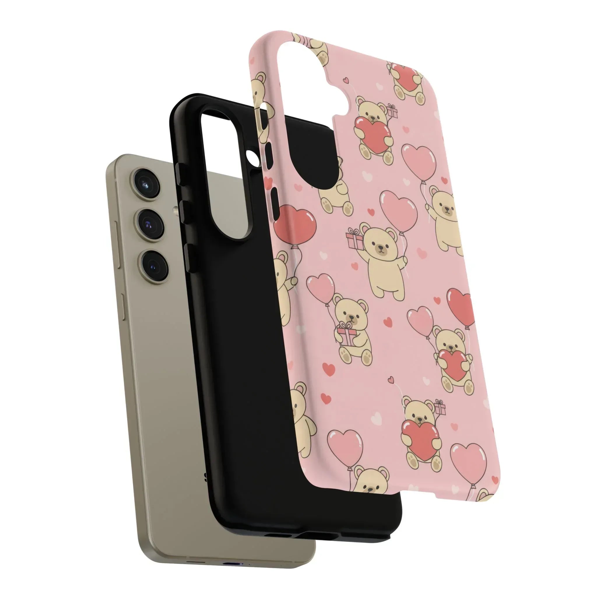 Teddy's Valentine Parade Phone Case for iPhone 11-17 and Galaxy S21-S25 - KARARMDESIGN