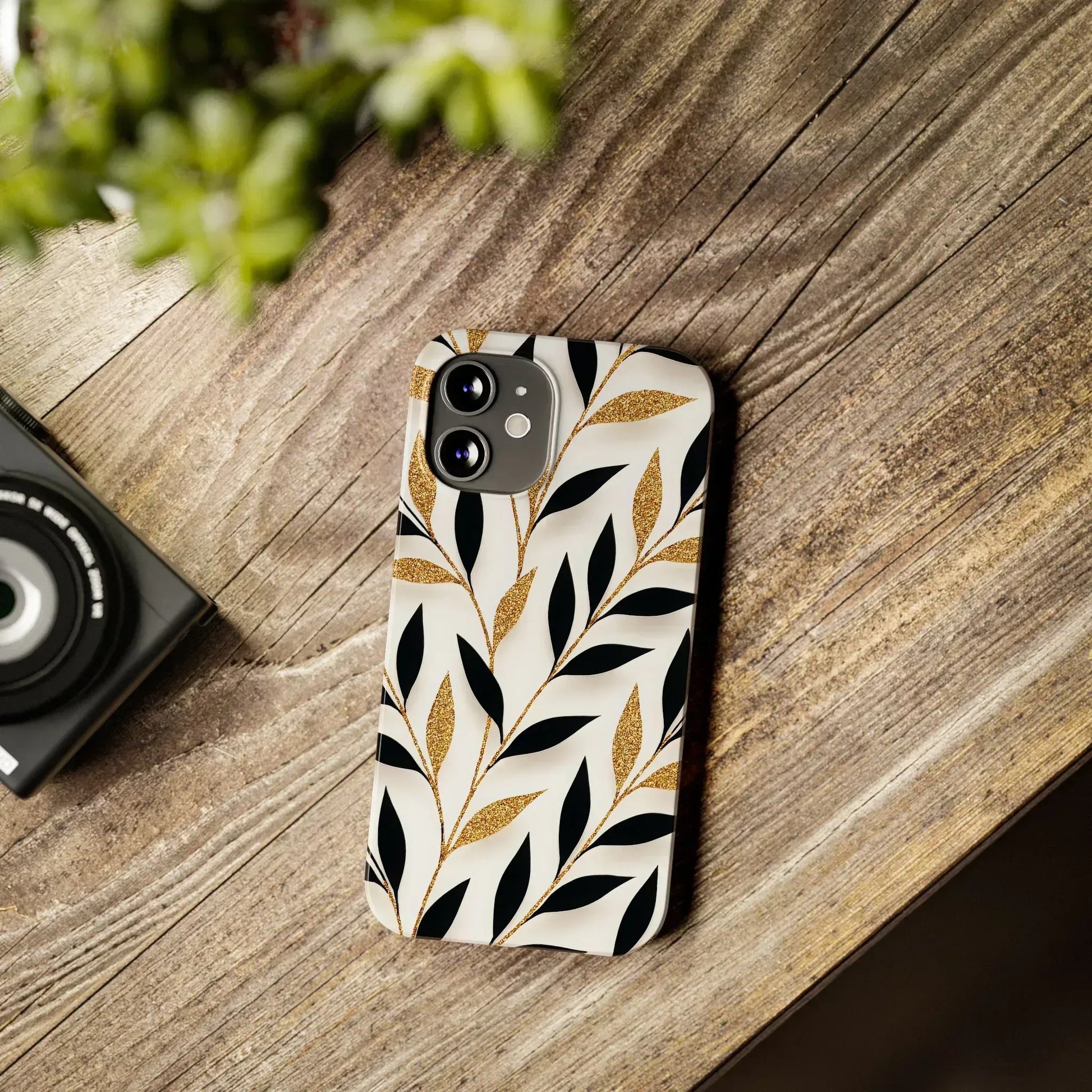 Botanical Gold Leaf Phone Case for iPhone 11-17 - KARARMDESIGN