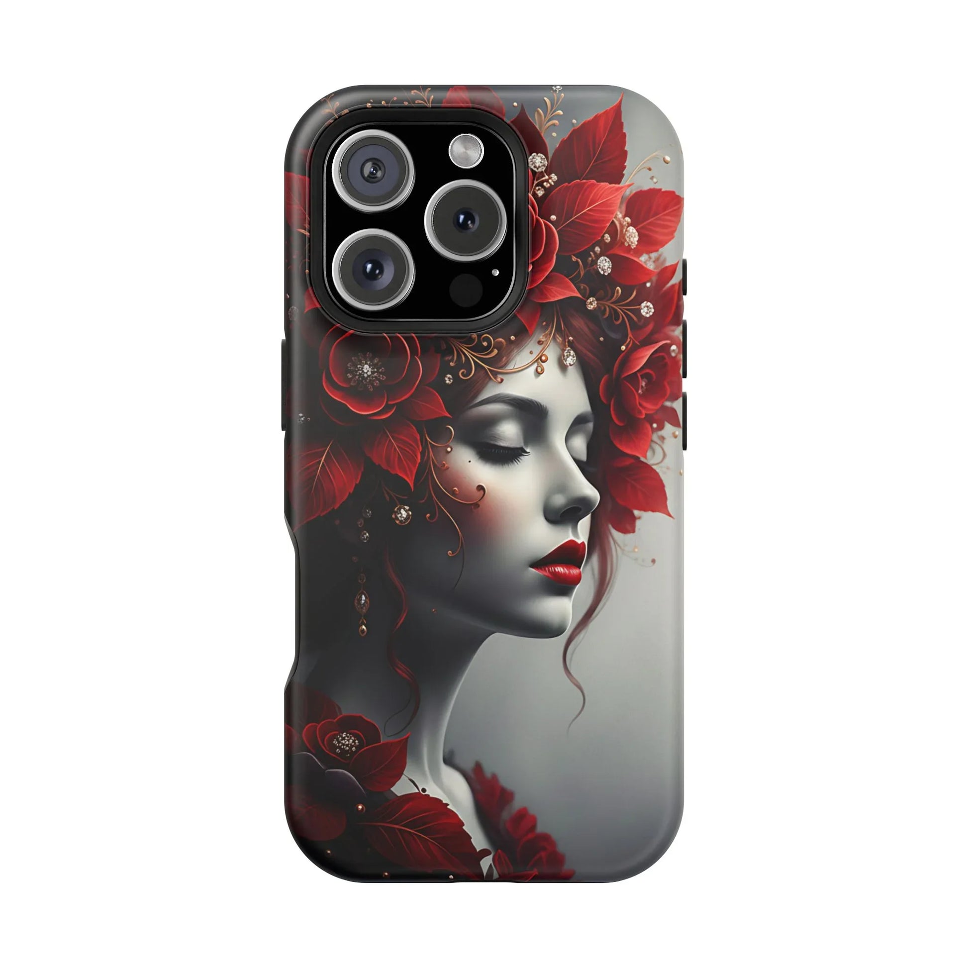 Scarlet Bloom Portrait Phone Case for iPhone 13-17 - KARARMDESIGN