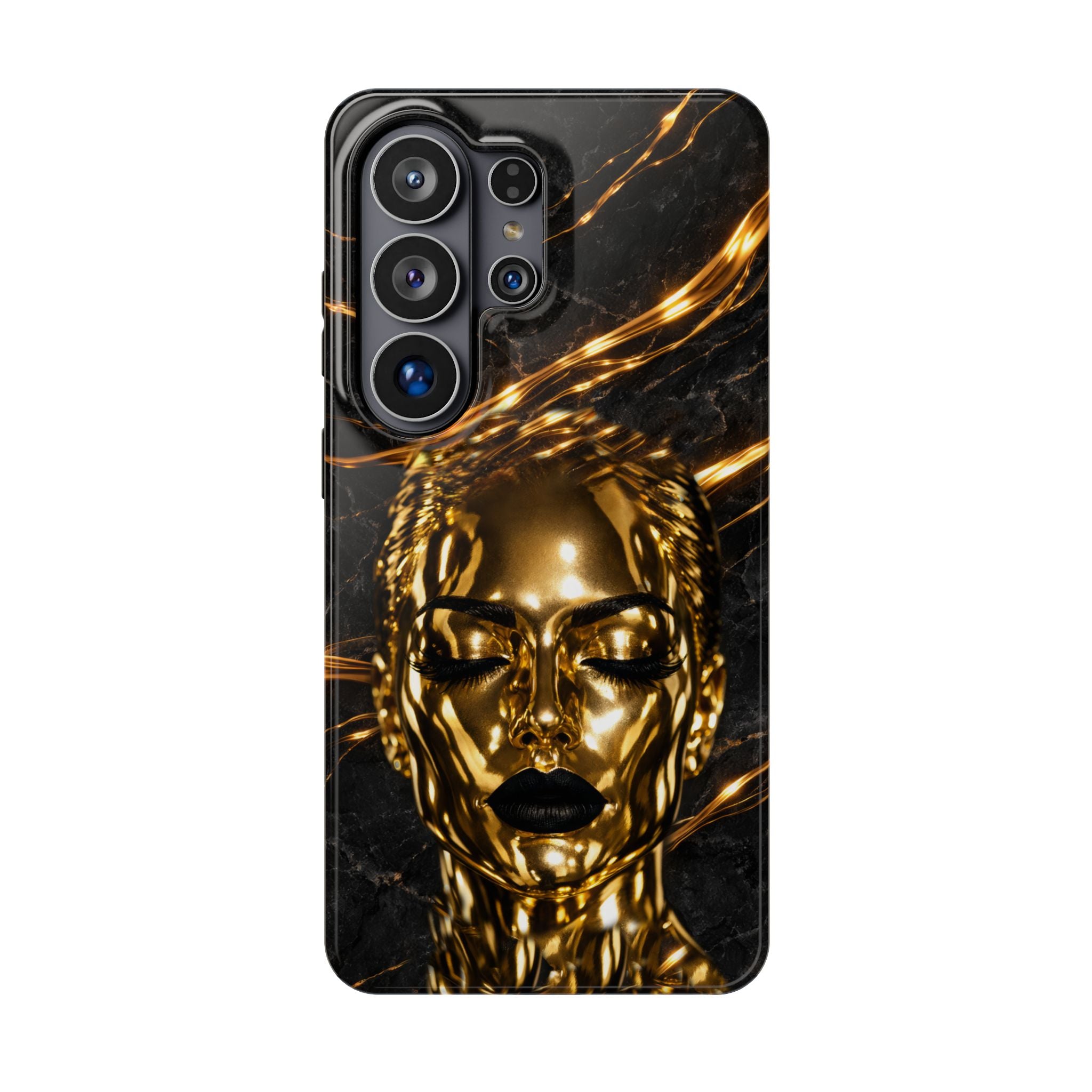Luxury Gold Portrait Phone Case for iPhone 11-17 and Galaxy S21-S26