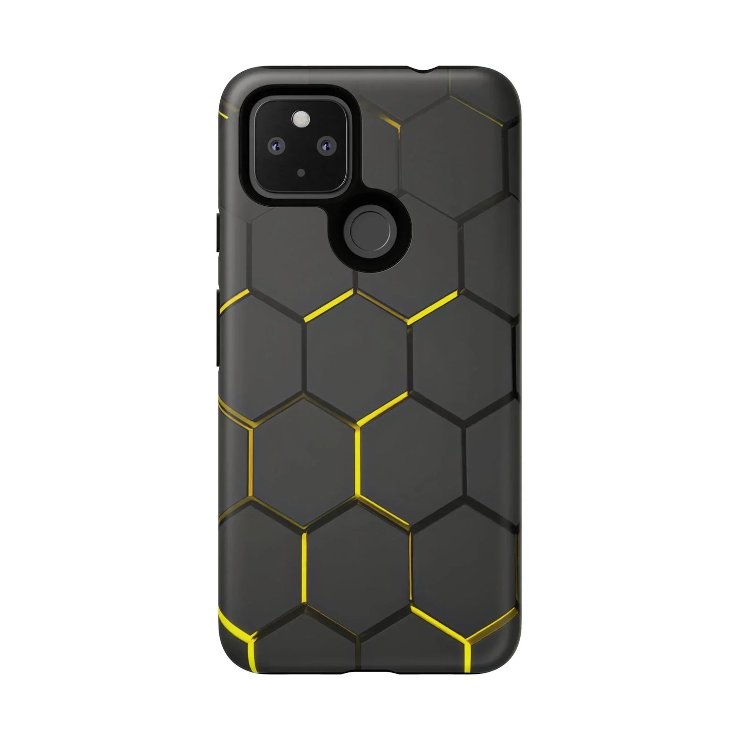 Black and Yellow Hexagon Geometric Tough Phone Case for Galaxy and Pixel - KarArmDesign
