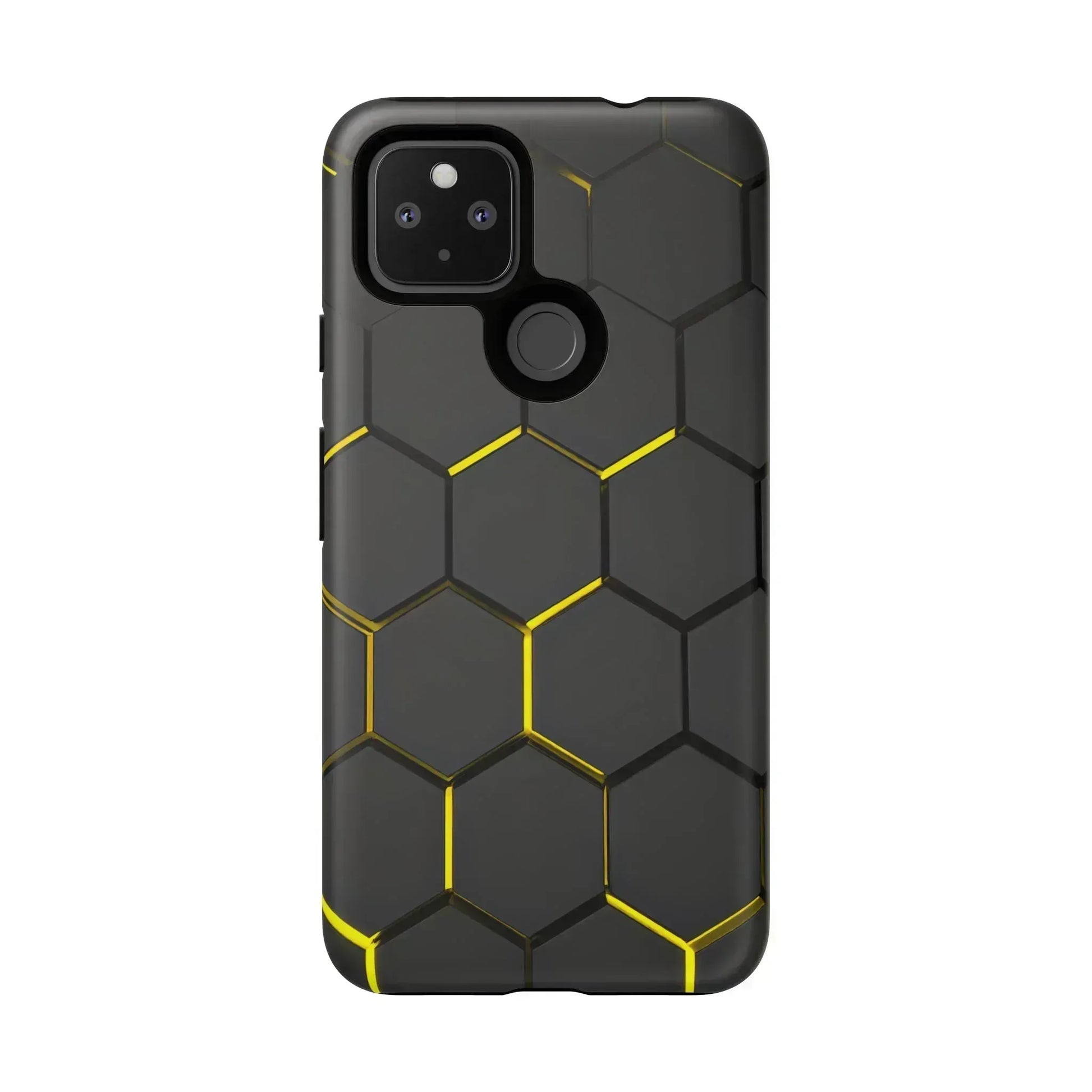 Black and Yellow Hexagon Geometric Tough Phone Case for Galaxy and Pixel - KARARMDESIGN