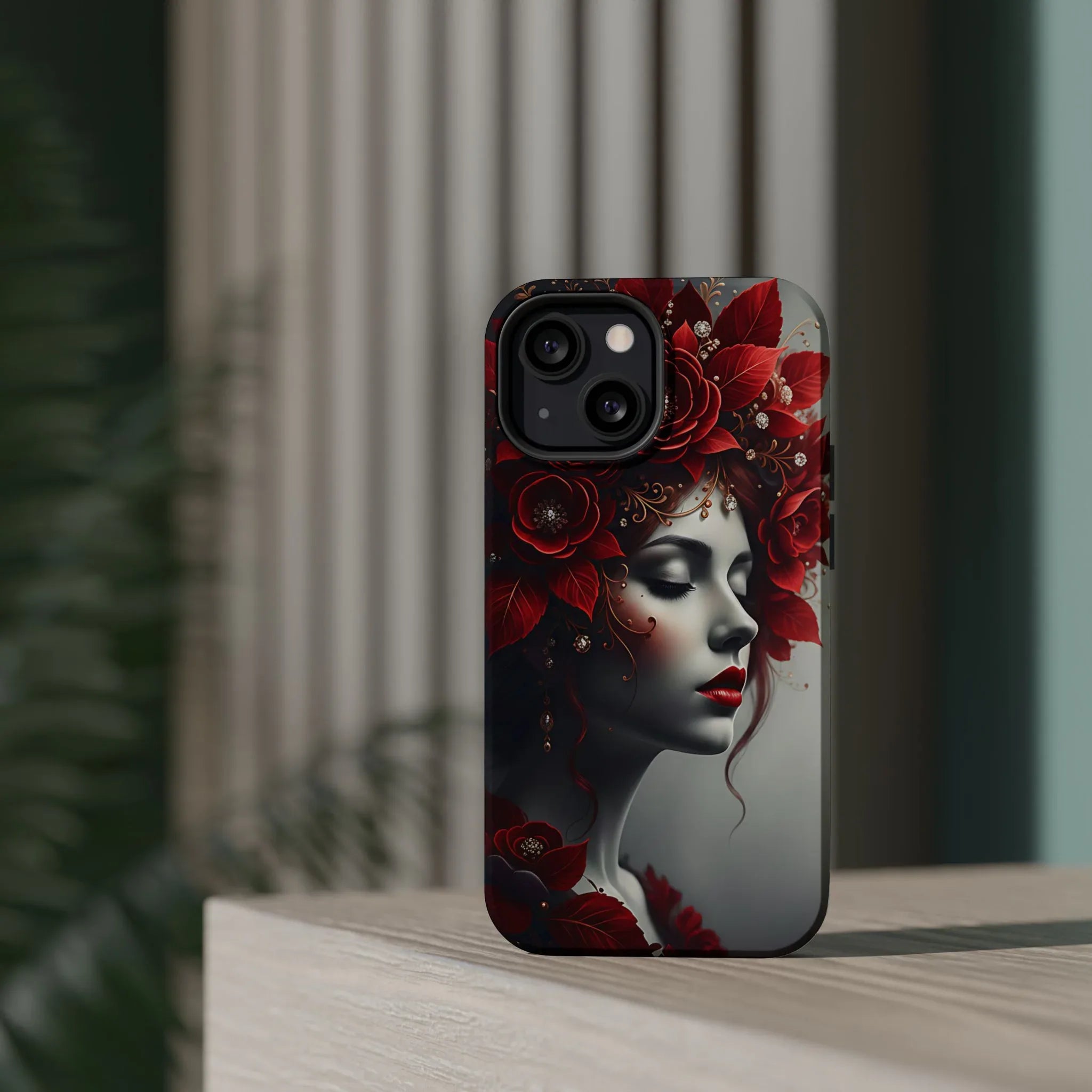 Scarlet Bloom Portrait Phone Case for iPhone 13-17 - KARARMDESIGN