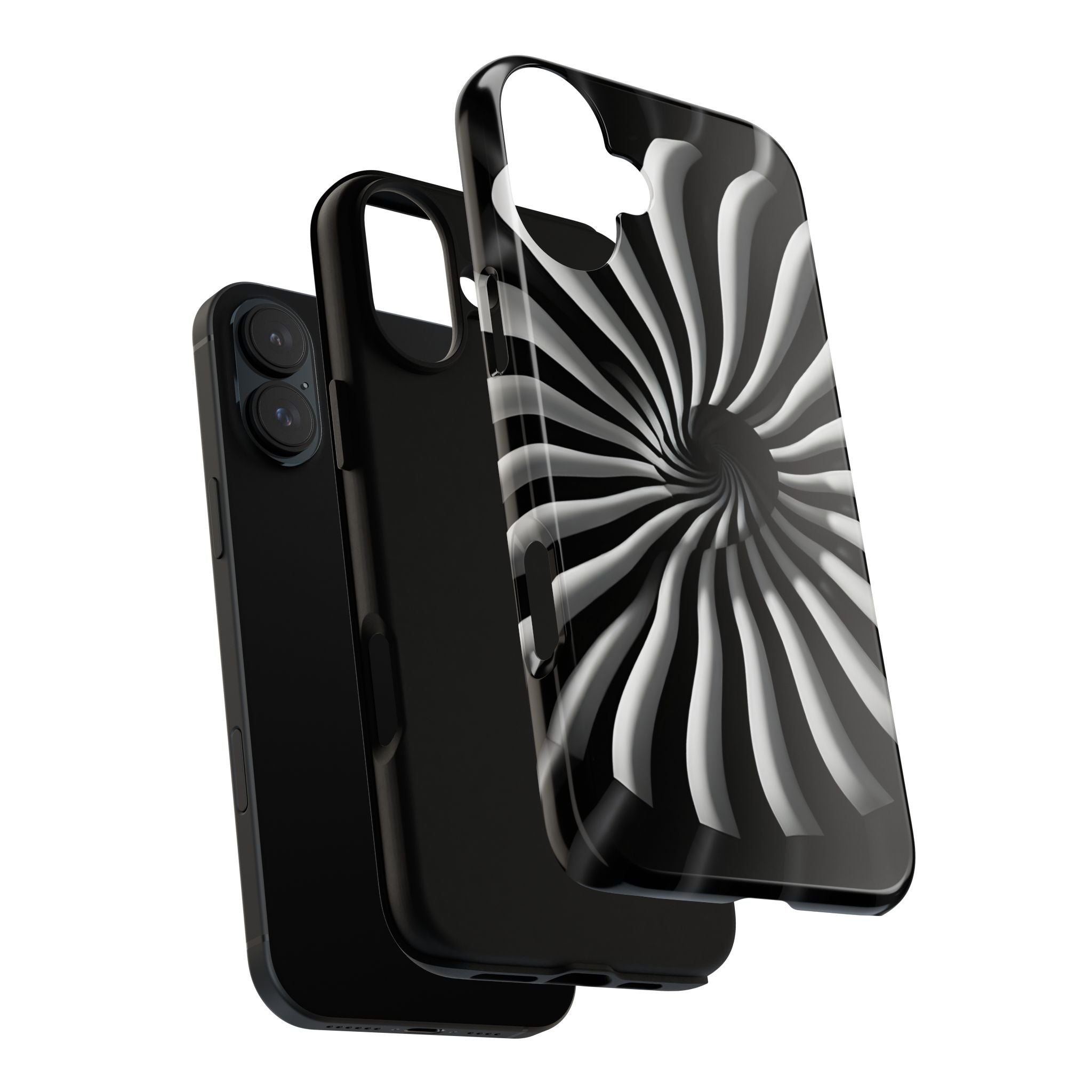 Hypnotic Black and White Spiral Phone Case – Optical Illusion Design for iPhone & Galaxy