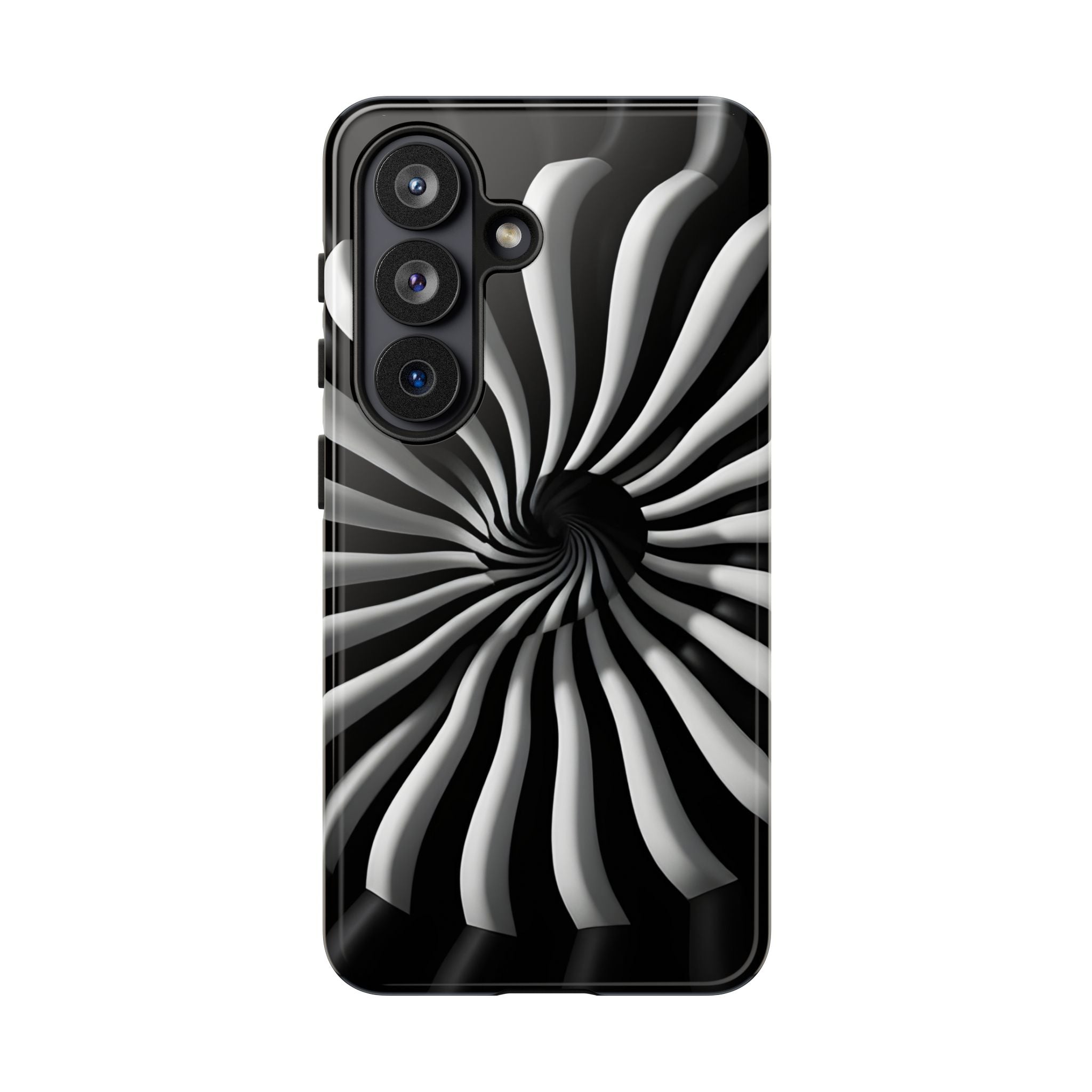 Hypnotic Black and White Spiral Phone Case – Optical Illusion Design for iPhone & Galaxy