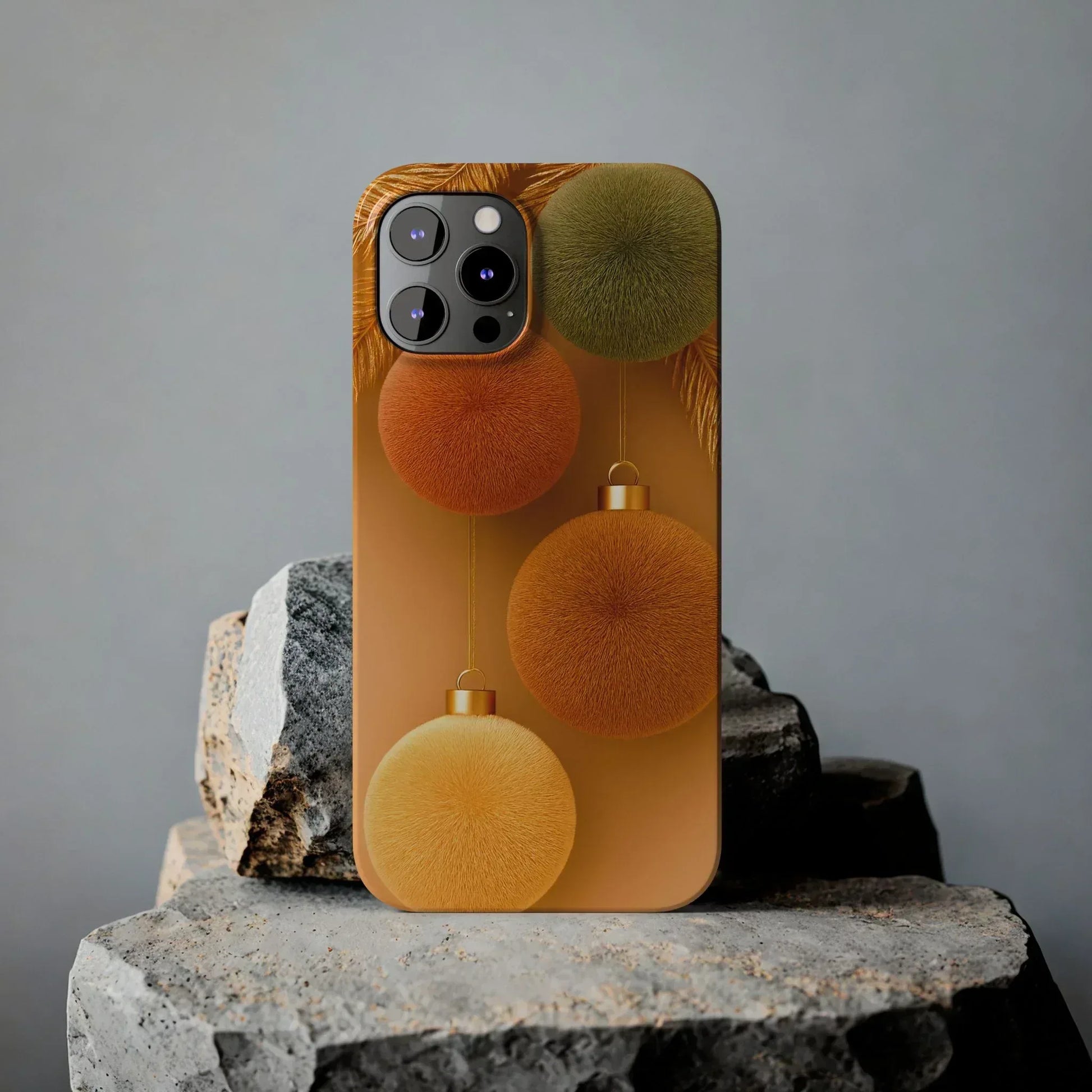 Golden Fuzz Ornaments Phone Case for iPhone 11-17 - KARARMDESIGN