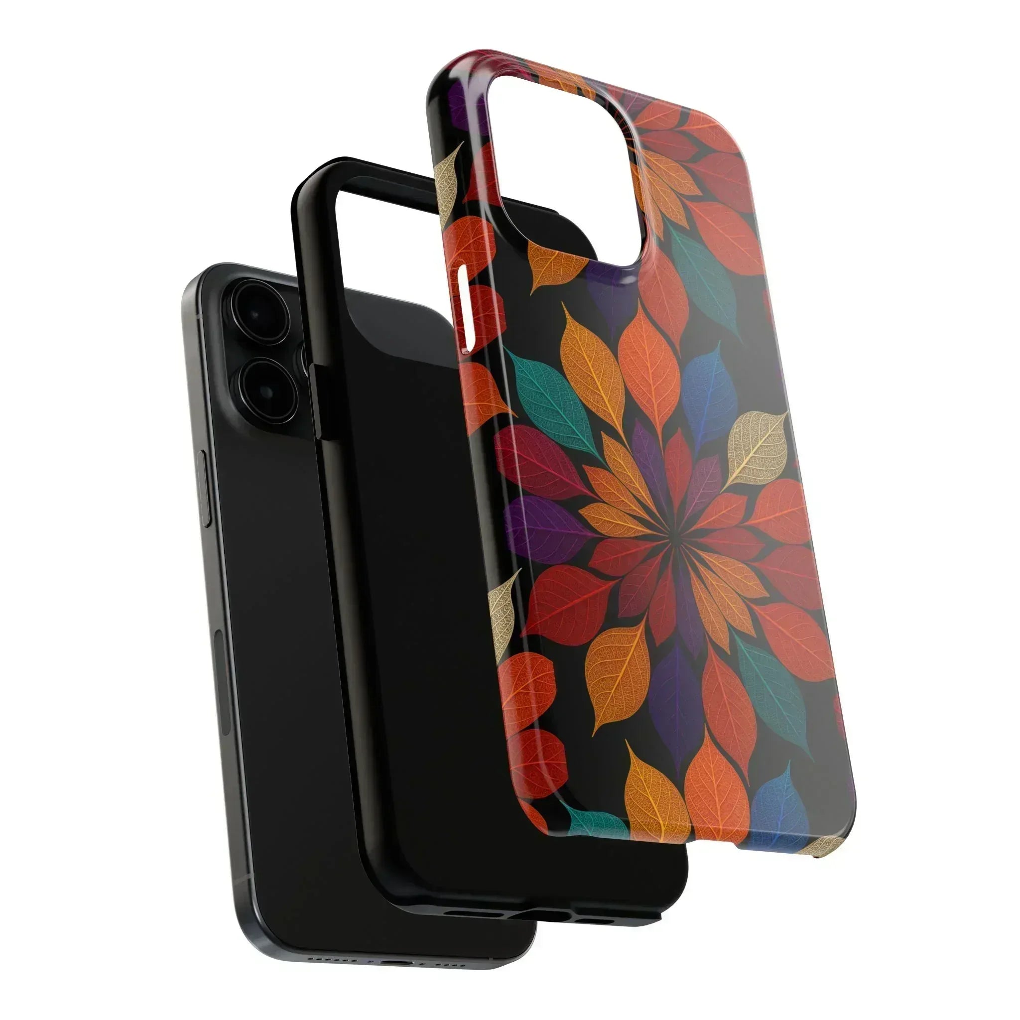 Leaf Mandala Phone Case for iPhone 11-16 and Galaxy S21-S24 - KARARMDESIGN