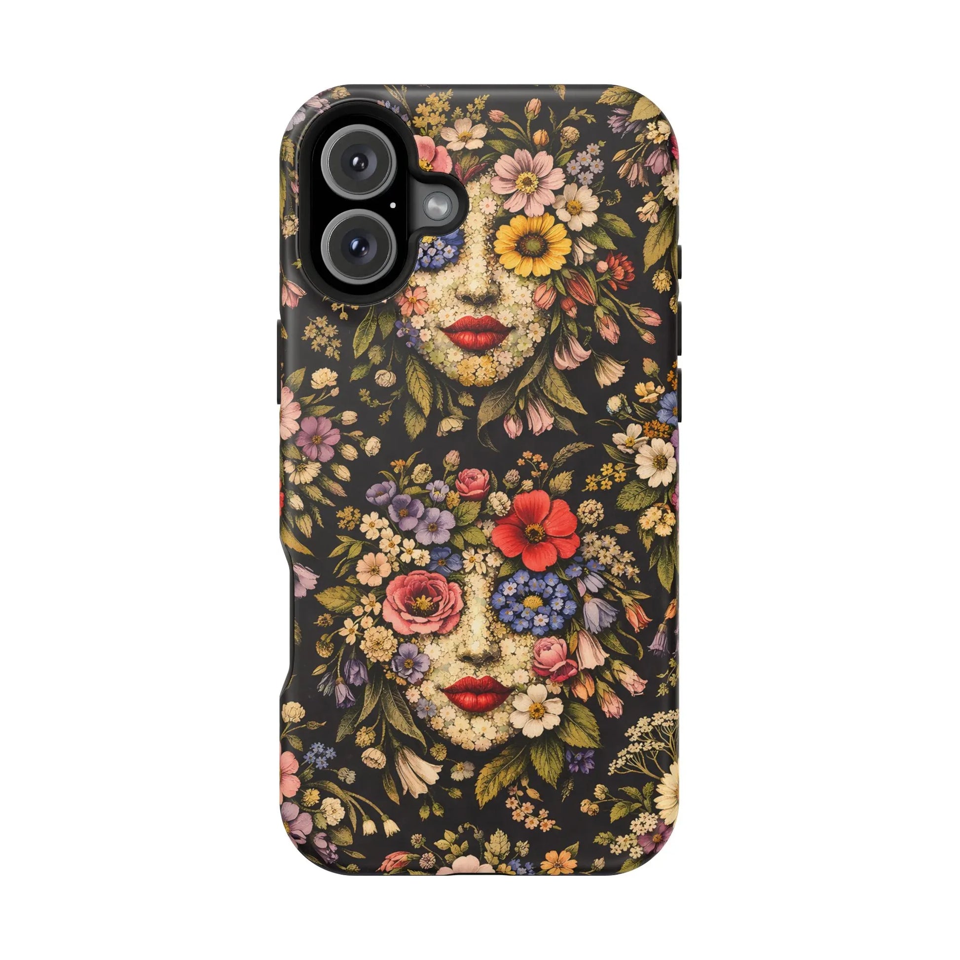 Vintage Flower Face Phone Case for iPhone 13-17 - KARARMDESIGN