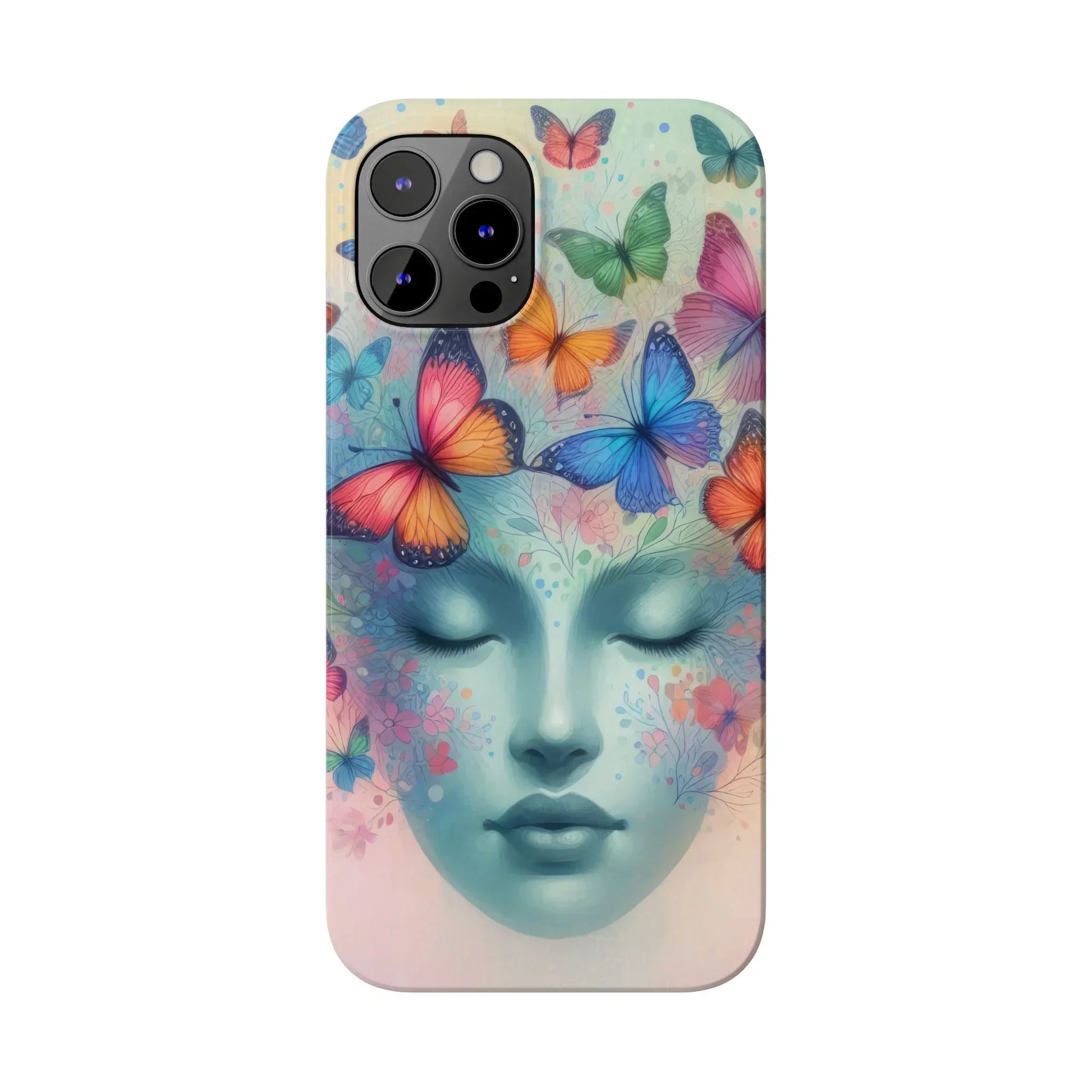 Butterfly Bloom Dreamy Woman with Closed Eyes Tough Phone Case for iPhone - KarArmDesign