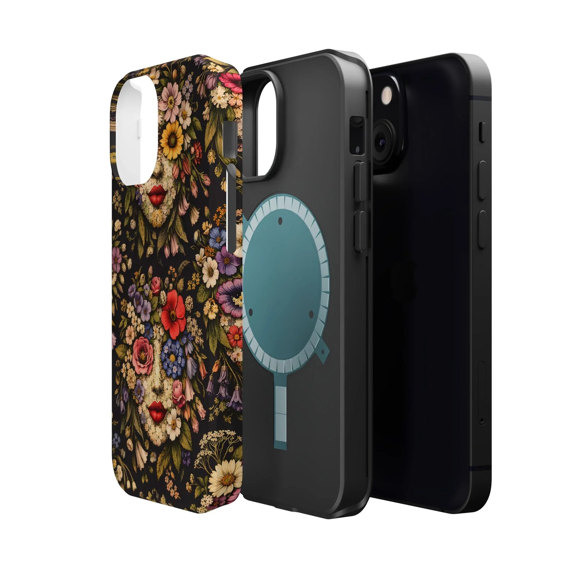 Vintage Flower Face Phone Case for iPhone 13-17 - KARARMDESIGN