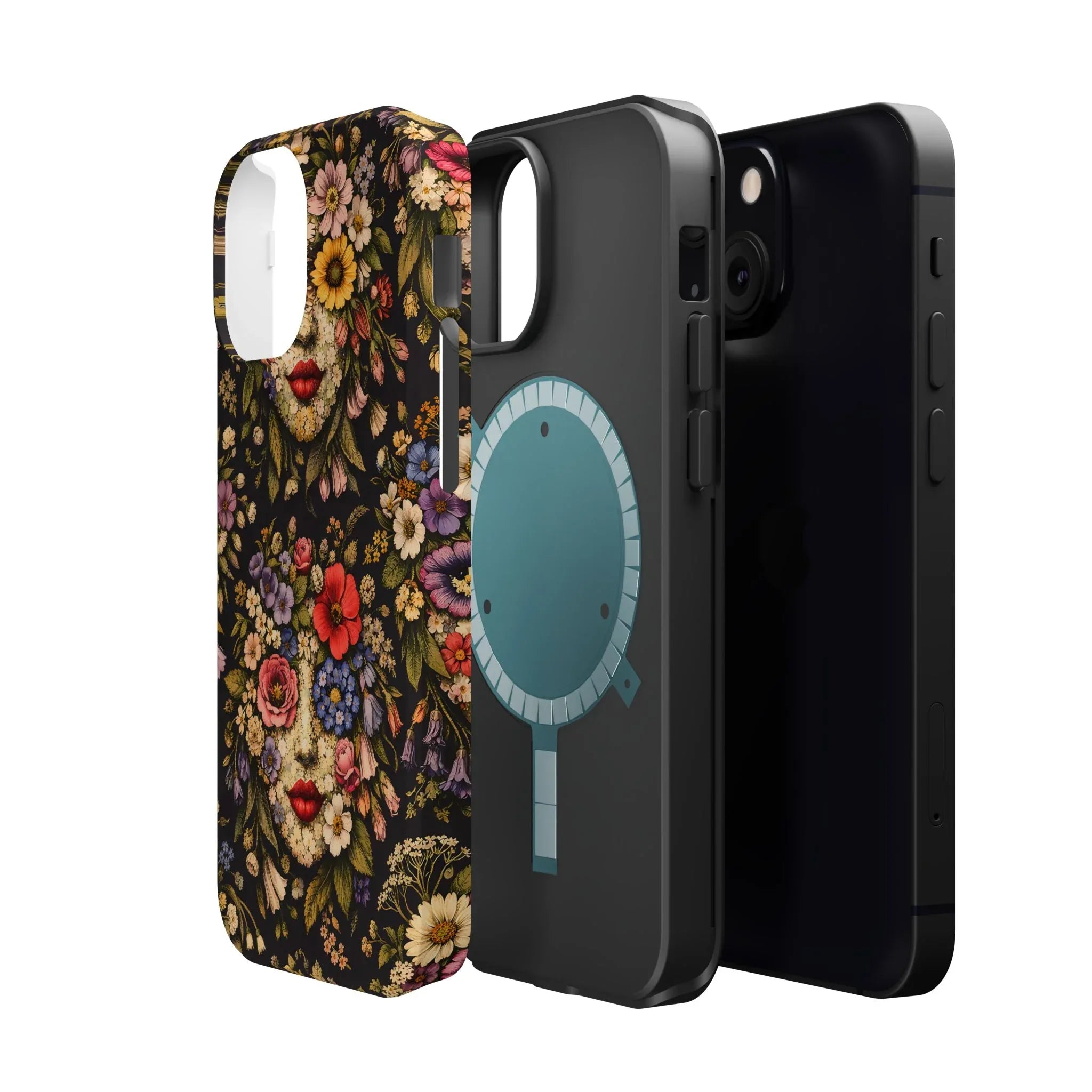 Vintage Flower Face Phone Case for iPhone 13-17 - KARARMDESIGN