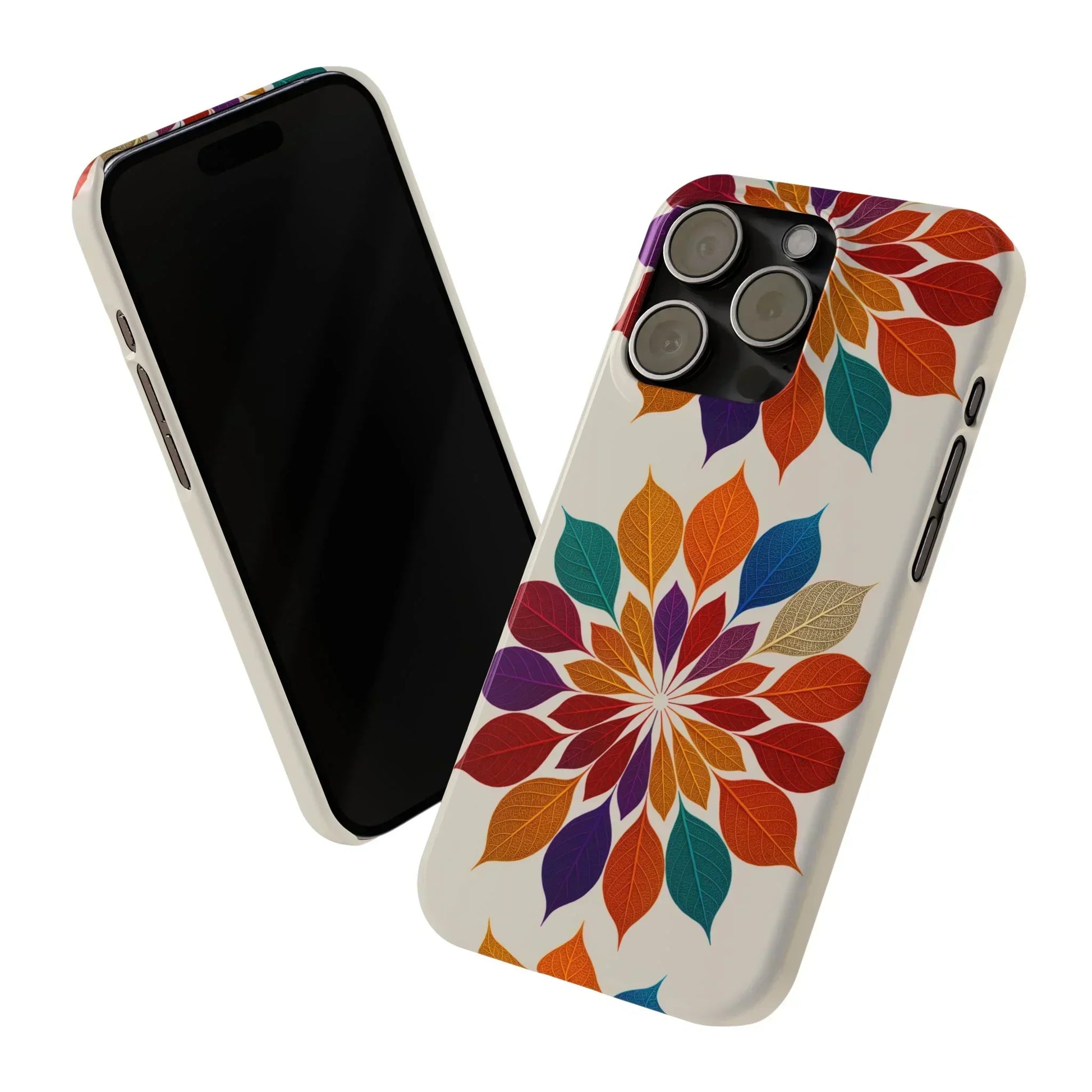 Leaf Mandala Botanical Burst Design Slim Phone Case for iPhone 7-16 Models - KarArmDesign