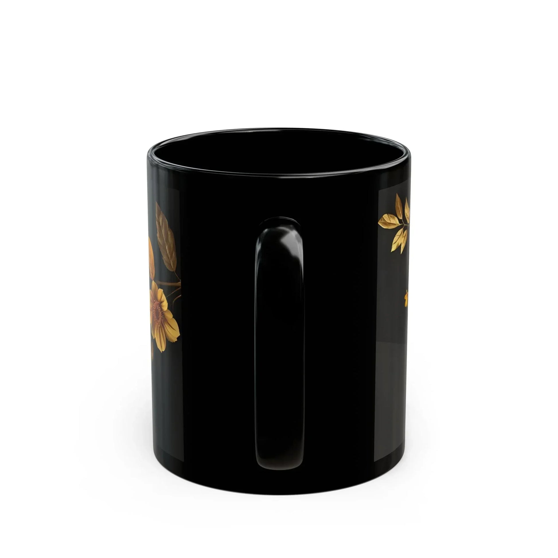 Glossy Black Floral Mug (11oz, 15oz) - KarArmDesign