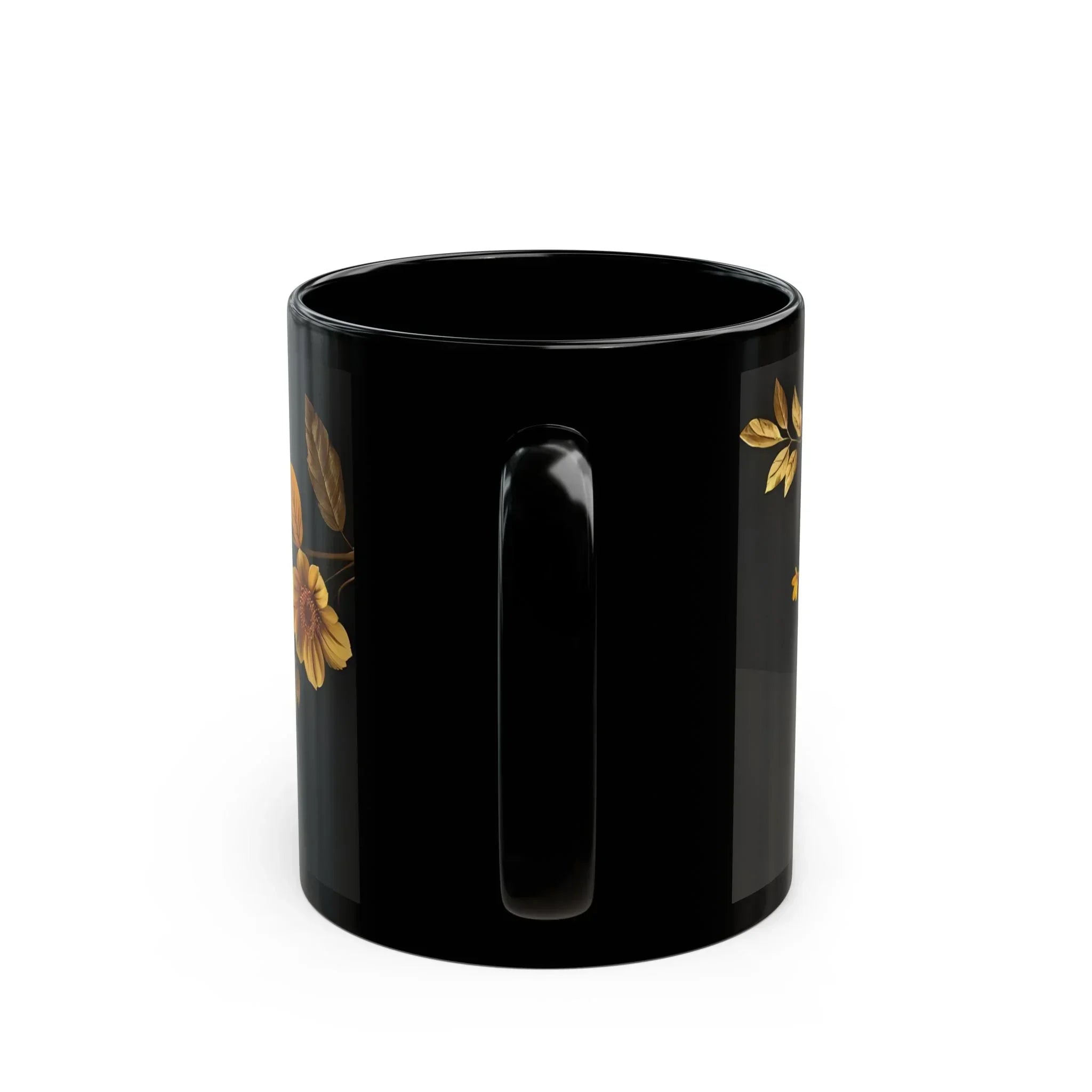Glossy Black Floral Mug (11oz, 15oz) - KARARMDESIGN