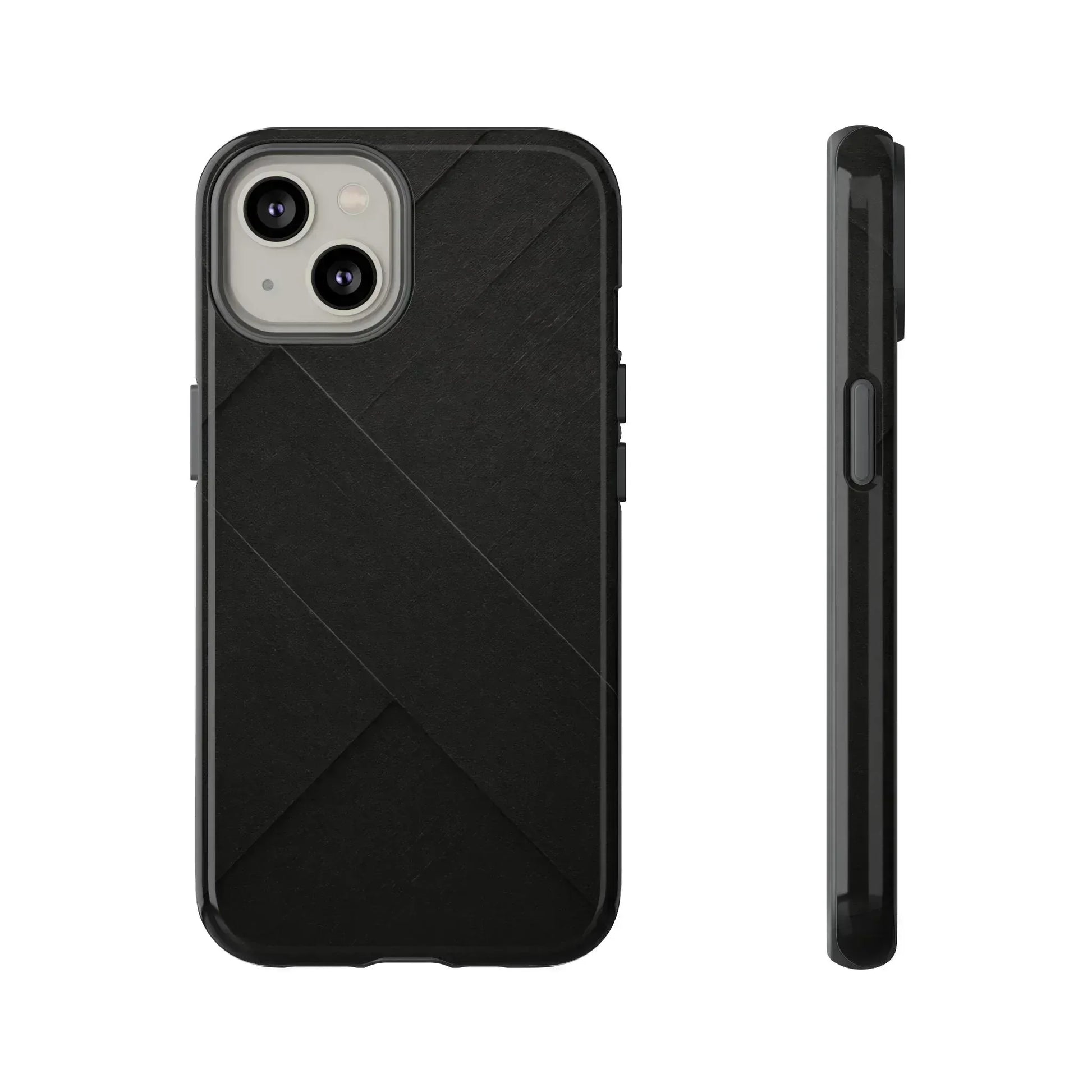 Matte Black Diagonal Line Phone Case for iPhone 8-16 and Galaxy S10-S25 - KARARMDESIGN