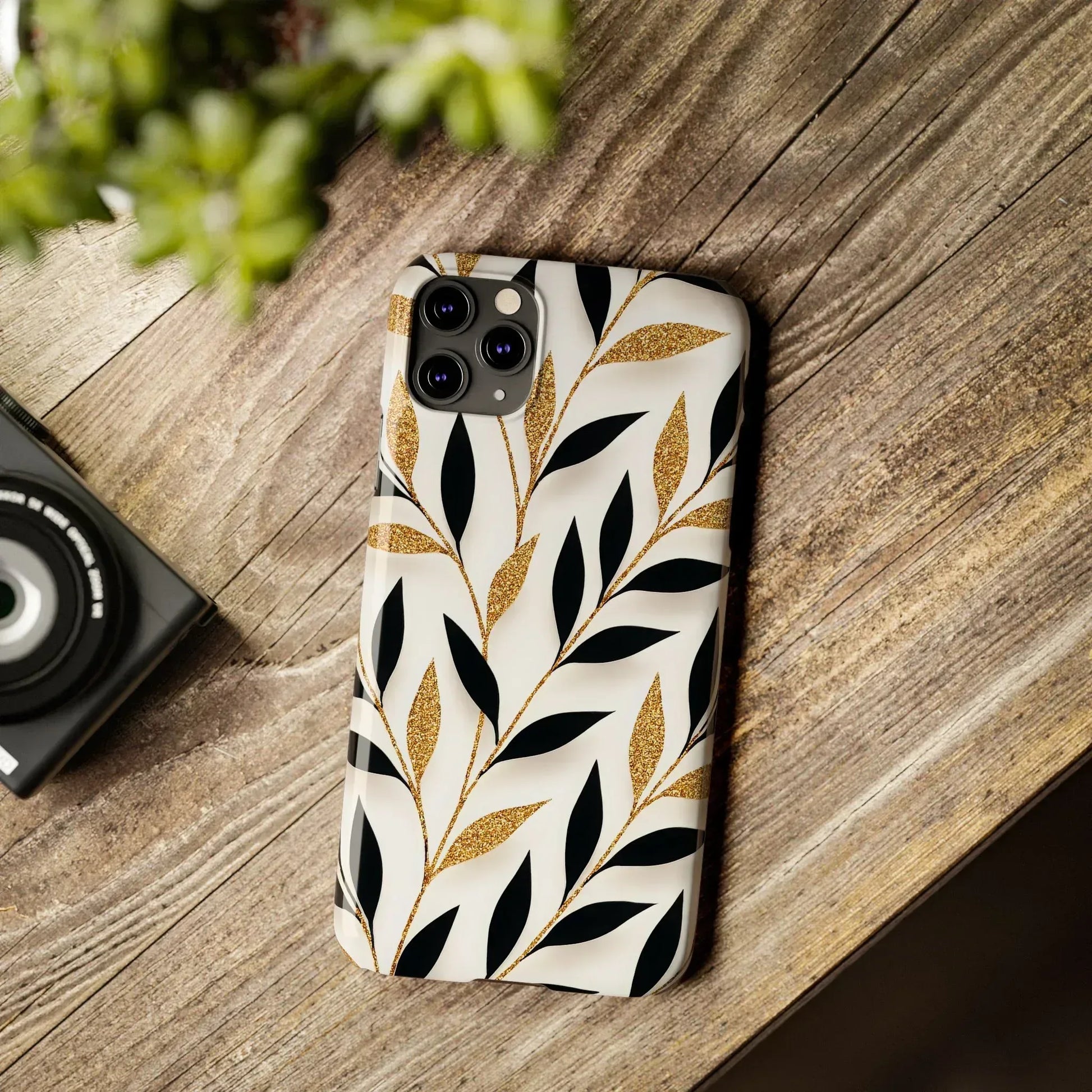 Botanical Gold Leaf Phone Case for iPhone 11-17 - KARARMDESIGN