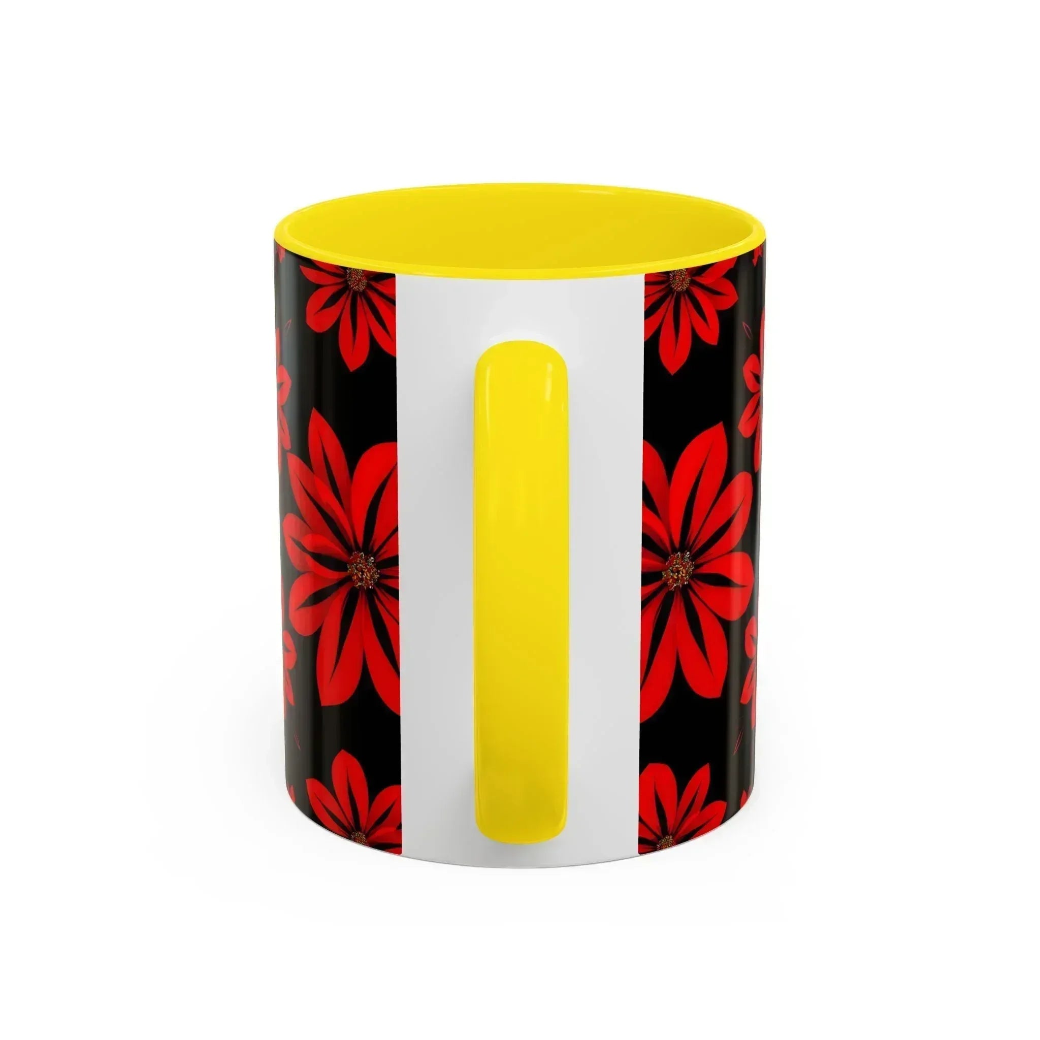 Accent Red Floral Coffee Mug – 11oz & 15oz - KARARMDESIGN