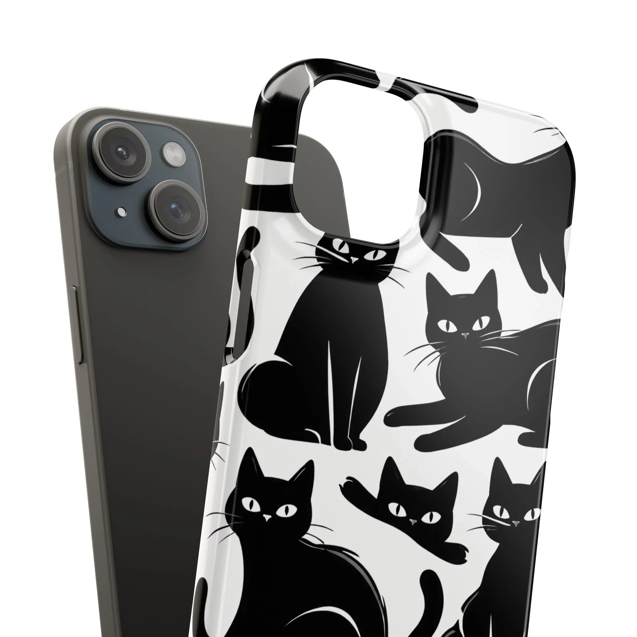 Black Cats Phone Case for iPhone 11-17 and Galaxy S20-S25 - KARARMDESIGN