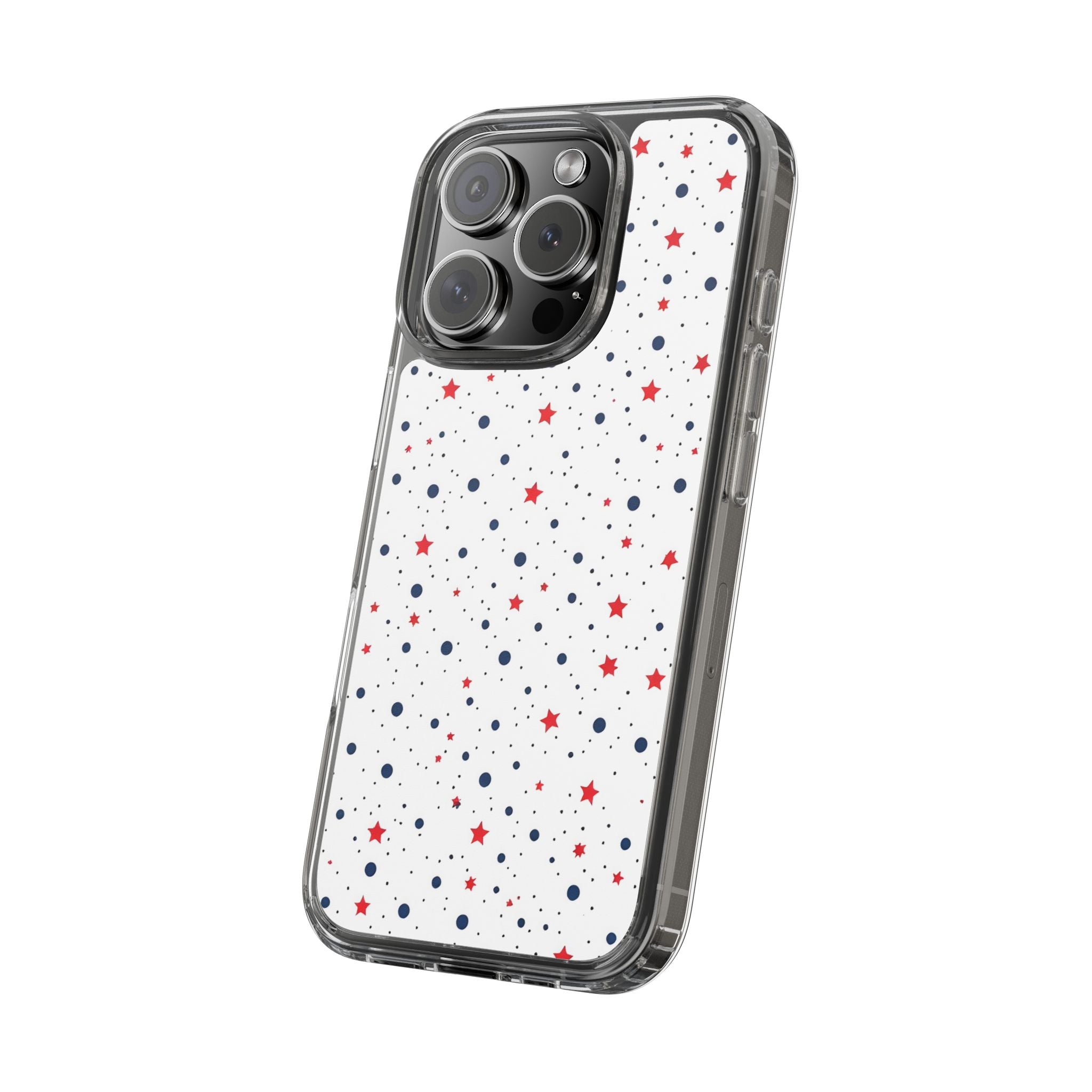 White Polka Dot & Stars Clear Case for iPhone & Samsung