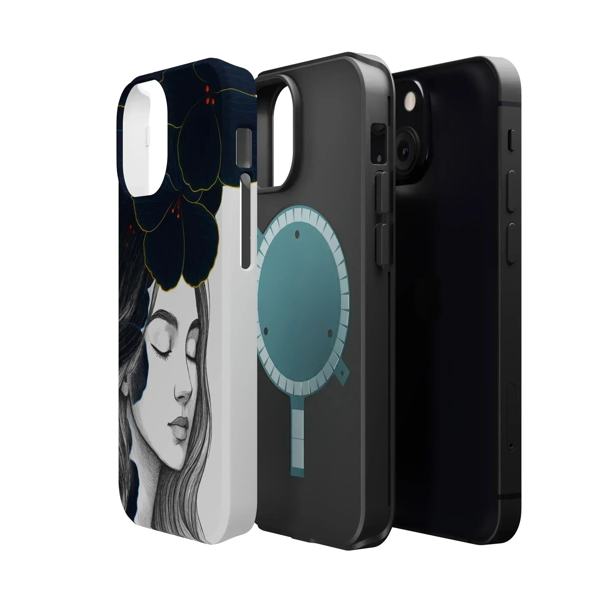 Dark Floral Elegance Phone Case for iPhone 13-16 - KARARMDESIGN