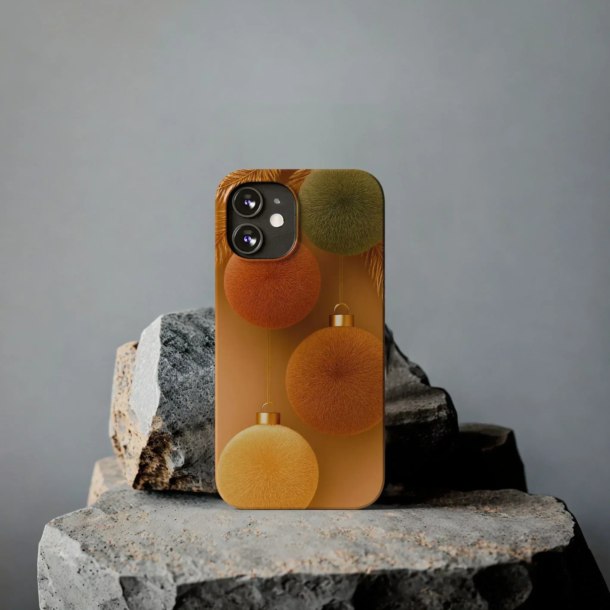 Golden Fuzz Ornaments Phone Case for iPhone 11-17 - KARARMDESIGN