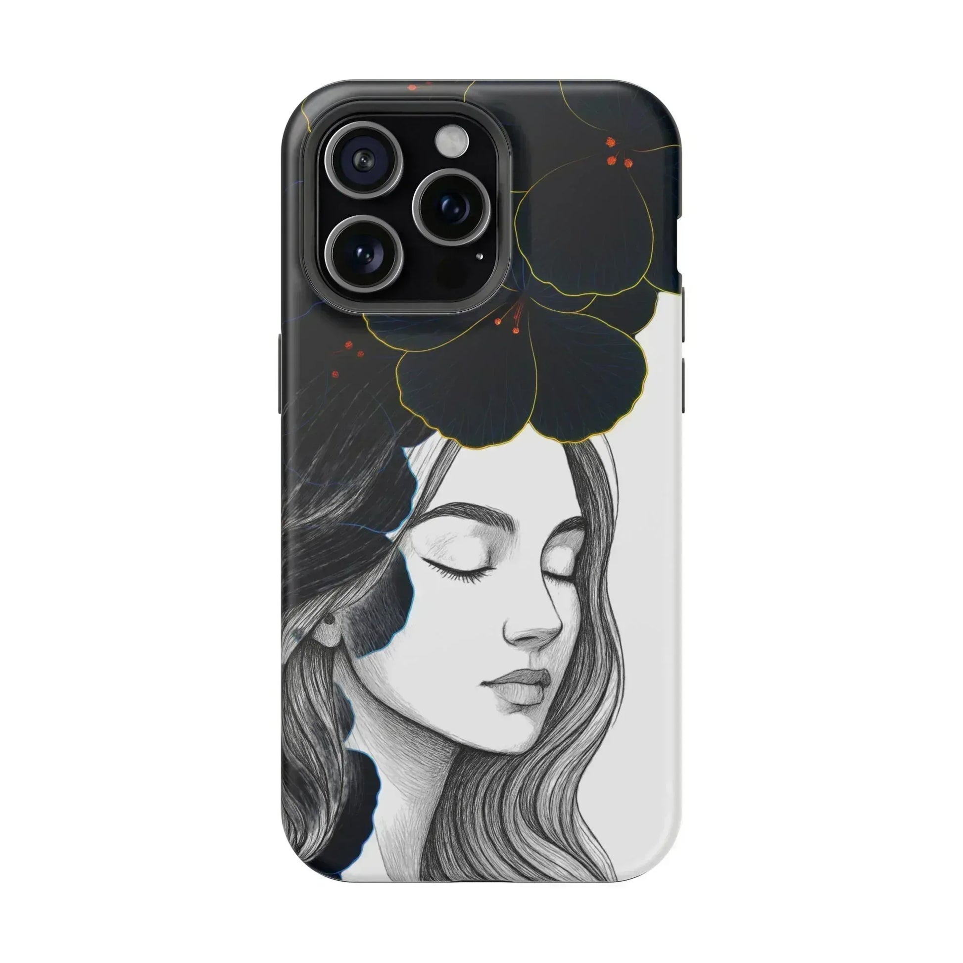 Dark Floral Elegance Phone Case for iPhone 13-16 - KARARMDESIGN