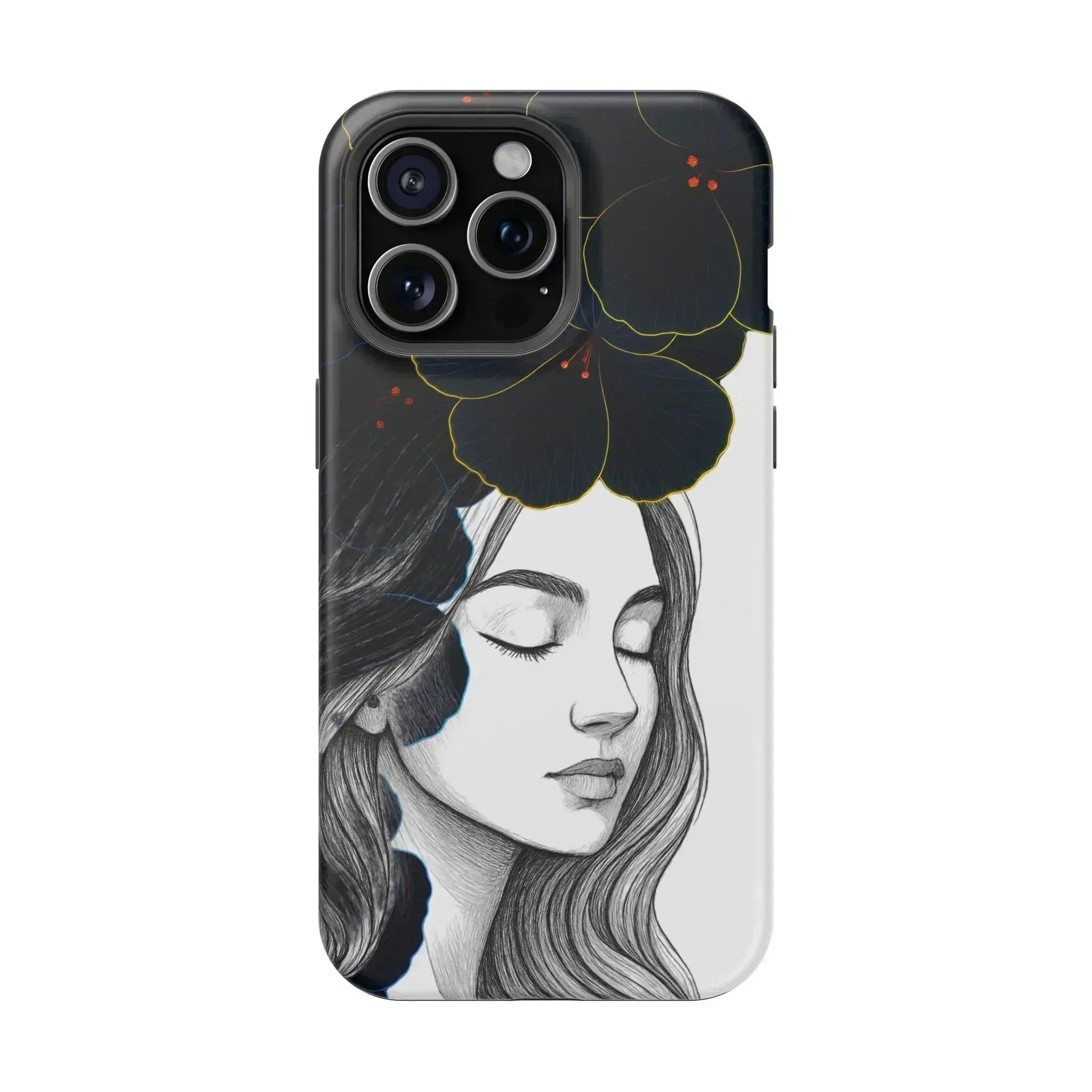 Dark Floral Elegance Phone Case for iPhone 13-16 - KARARMDESIGN