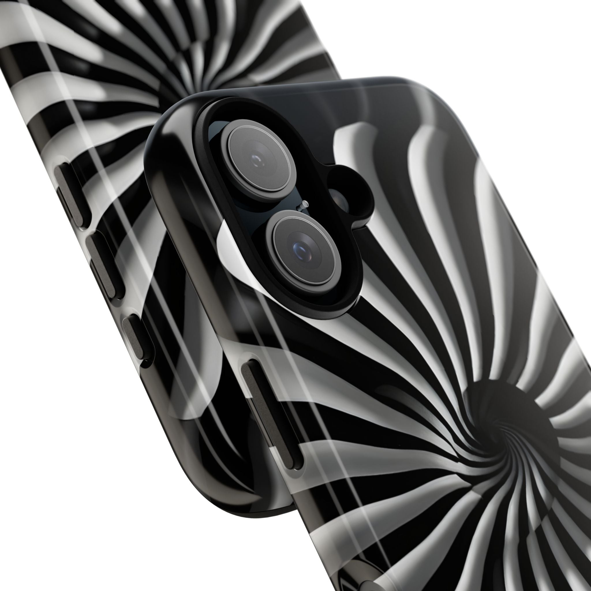 Hypnotic Black and White Spiral Phone Case – Optical Illusion Design for iPhone & Galaxy