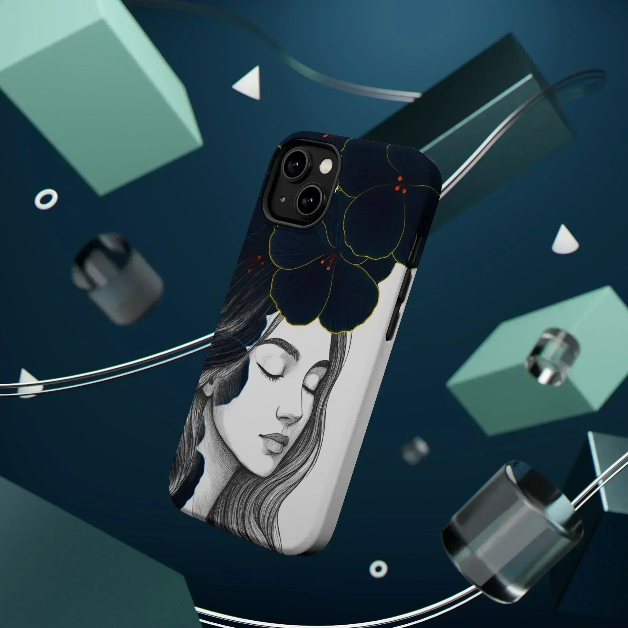 Dark Floral Elegance Phone Case for iPhone 13-16 - KARARMDESIGN