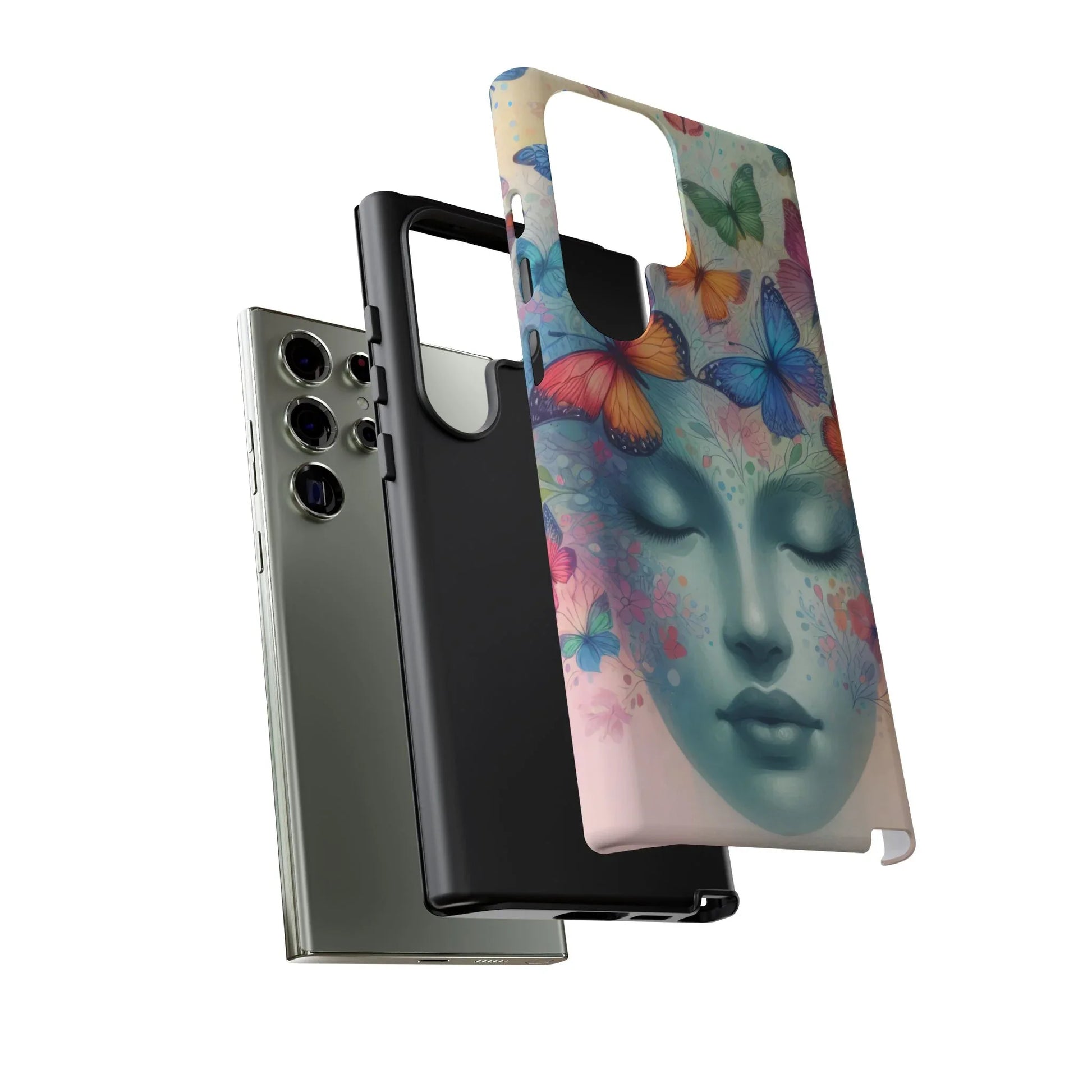 Butterfly Bloom Dreamy Woman Phone Case for Galaxy and Pixel - KARARMDESIGN