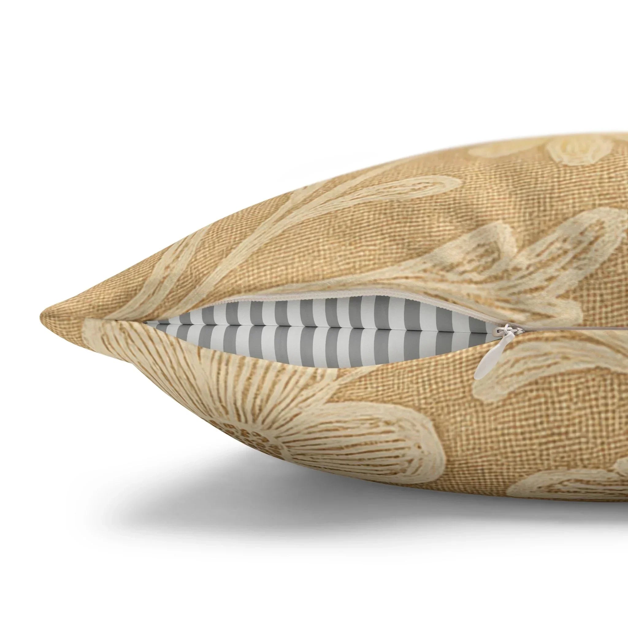 Beige Botanical Faux Suede Pillowcase - KARARMDESIGN