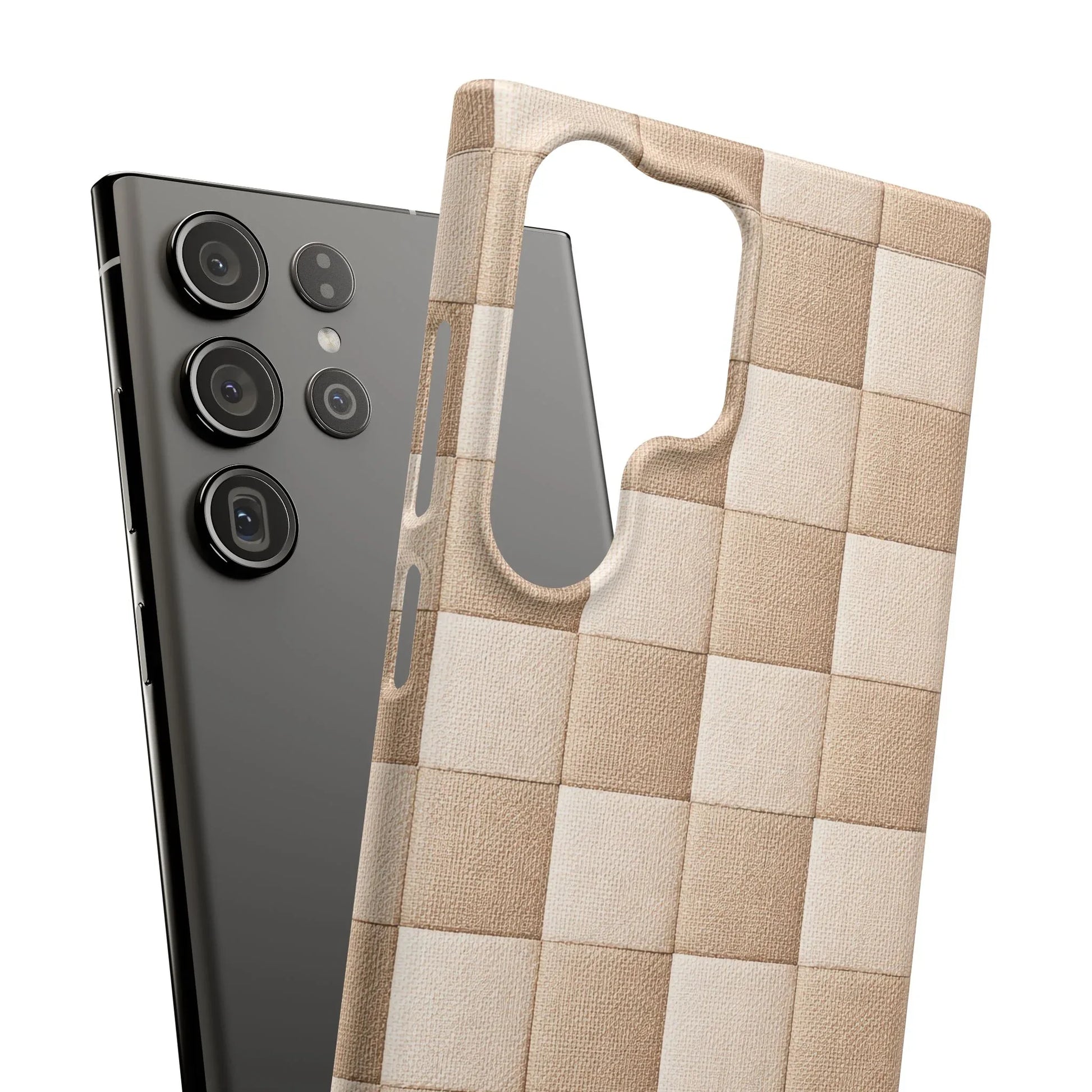Beige Woven Phone Case for iPhone 11-17 and Galaxy S20-S25 - KARARMDESIGN