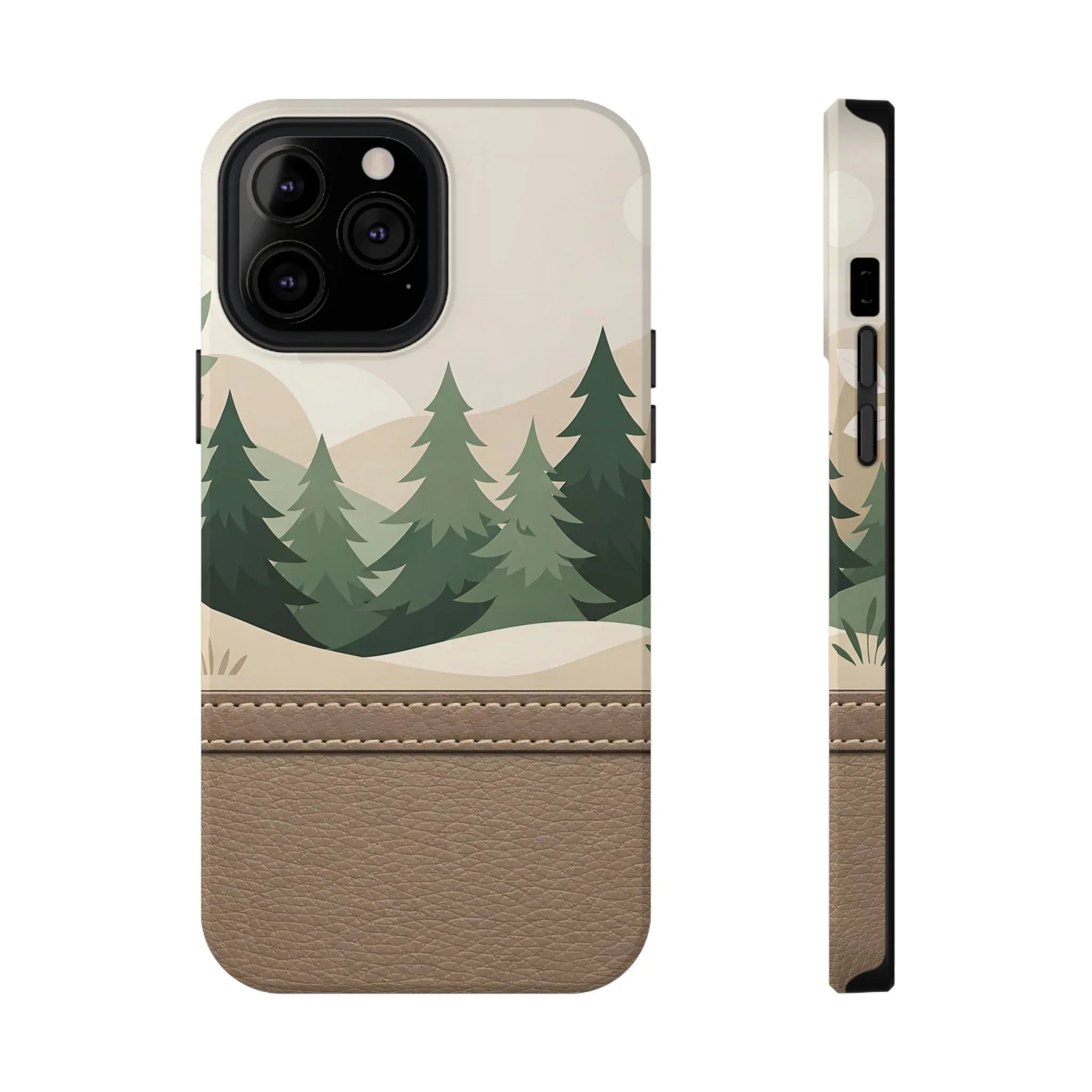 Forest Leather Phone Case for iPhone 11-17 and Galaxy S21-S25 - KARARMDESIGN