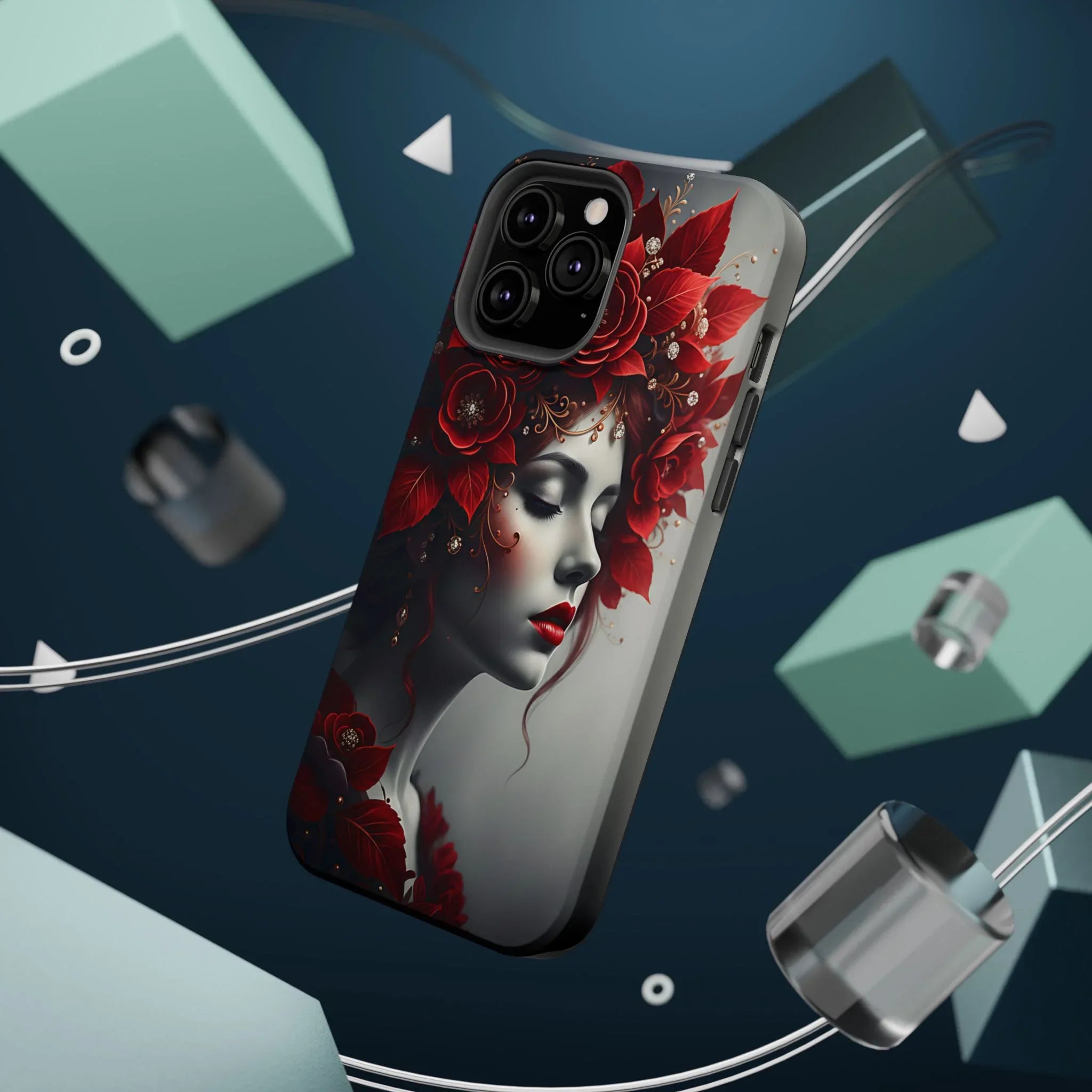 Scarlet Bloom Portrait Phone Case for iPhone 13-17 - KARARMDESIGN